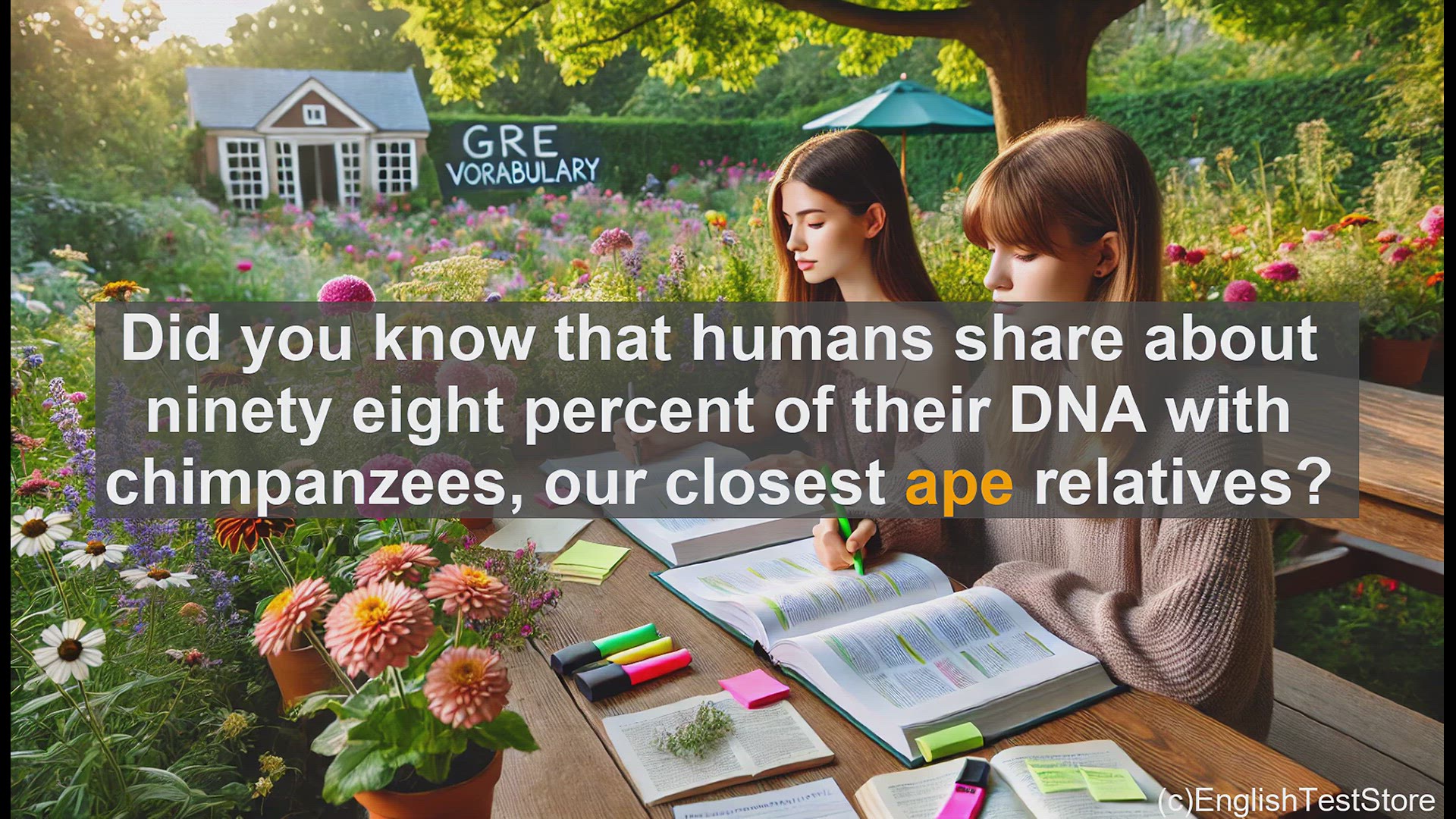 'Video thumbnail for GRE Vocabulary Lesson: Exploring the Fascinating World of Apes - From DNA to Imitation'