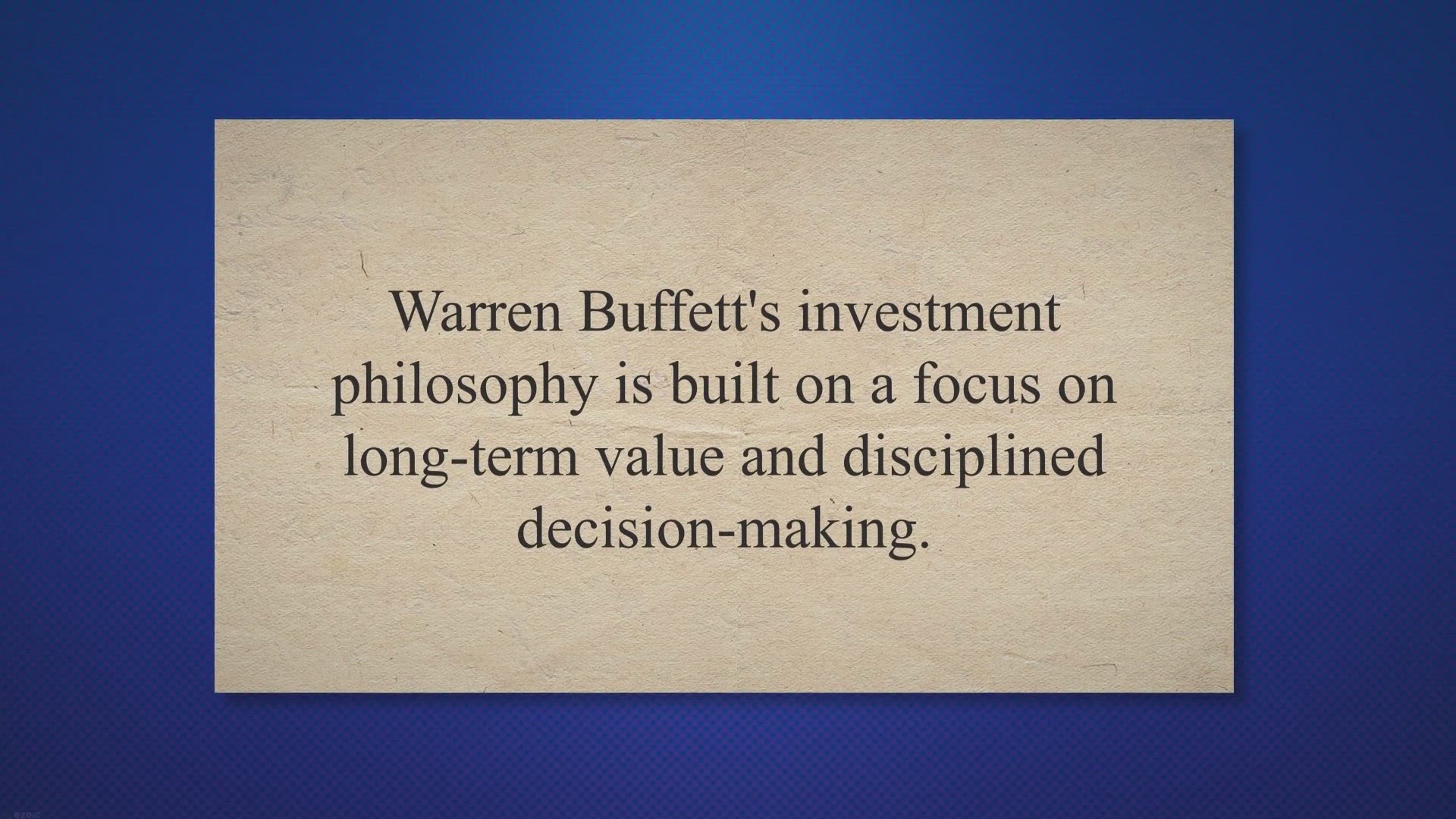 'Video thumbnail for Warren Buffett's Investment Philosophy:'