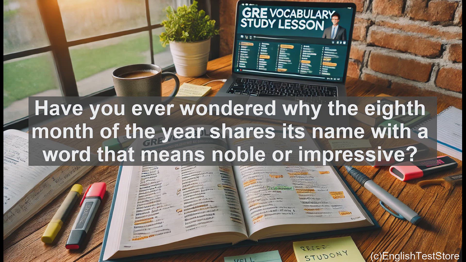 'Video thumbnail for GRE Vocabulary Lesson: The Majestic Word 'August''