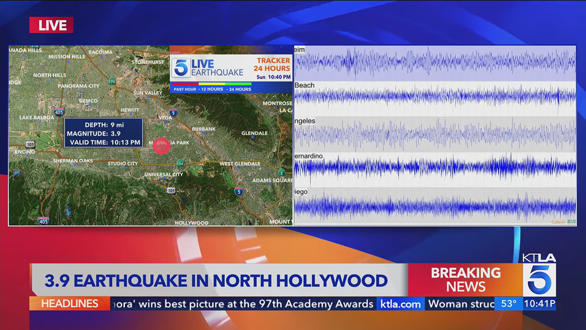 'Video thumbnail for Earthquake with 3.9 Magnitude Strikes Los Angeles Sunday Night'