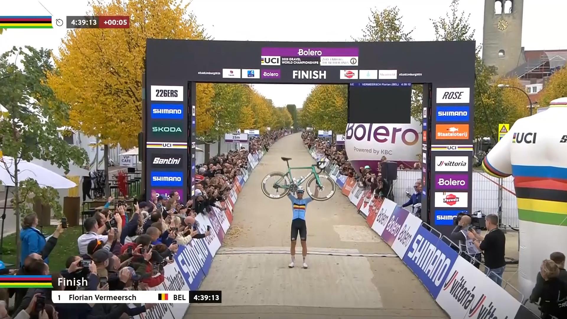 Video thumbnail for Florian Vermeersch takes gold at UCI Gravel World Championships in Netherlands