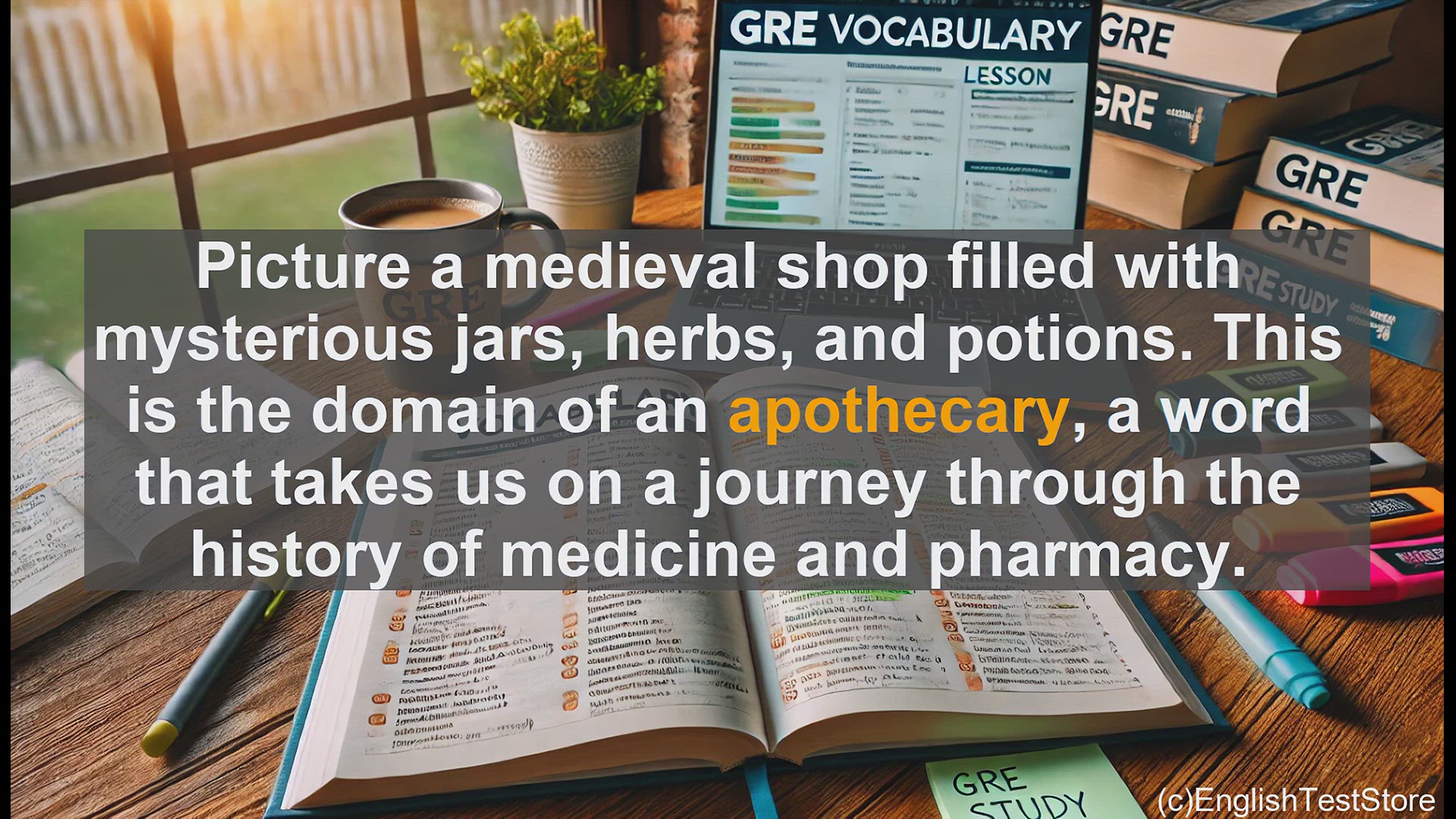 'Video thumbnail for GRE Vocabulary Lesson: The Apothecary's Realm - A Journey Through Medical History'