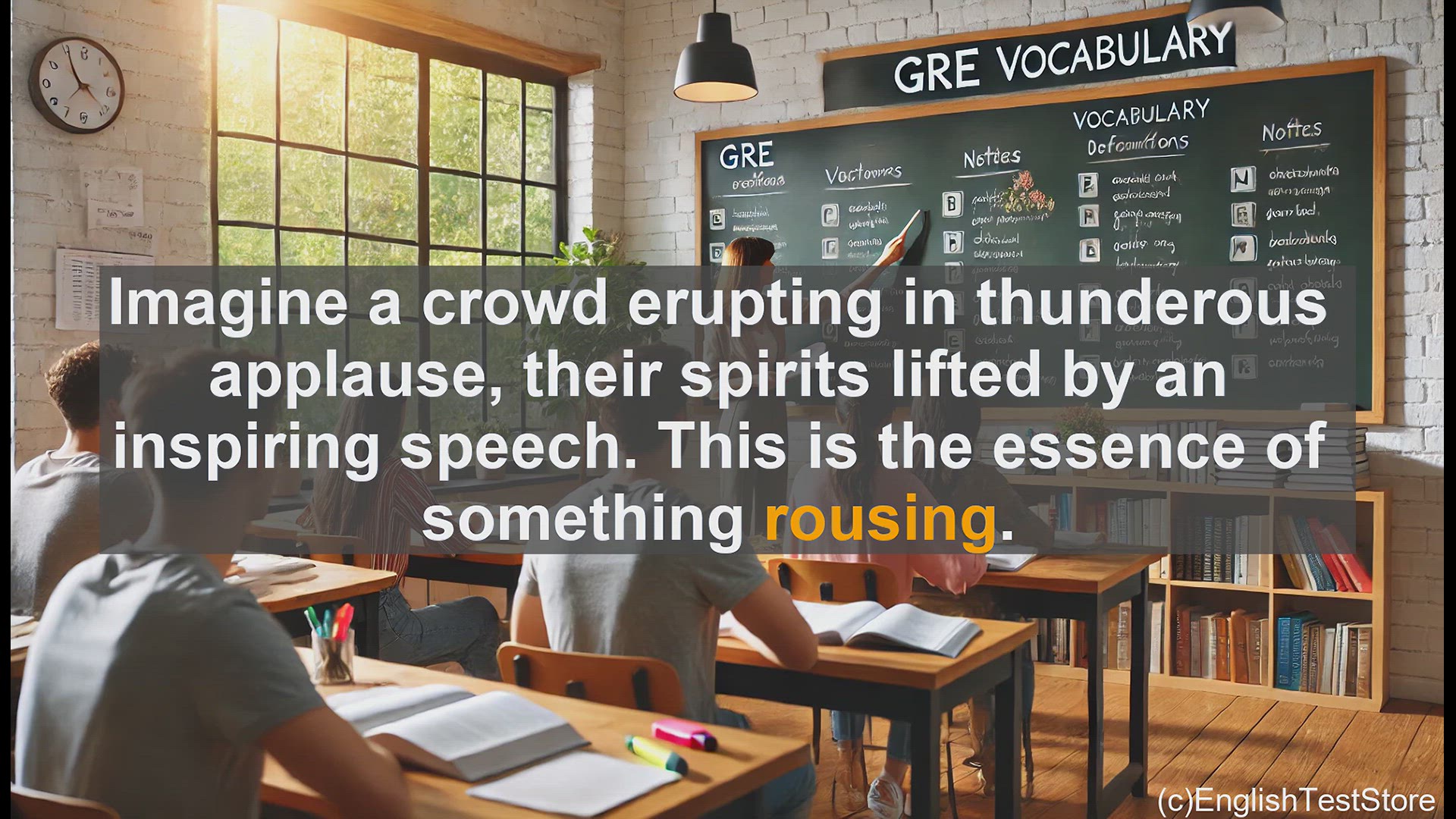 'Video thumbnail for GRE Vocabulary Lesson: Elevating Your Vocabulary with the Powerful Word 'Rousing''