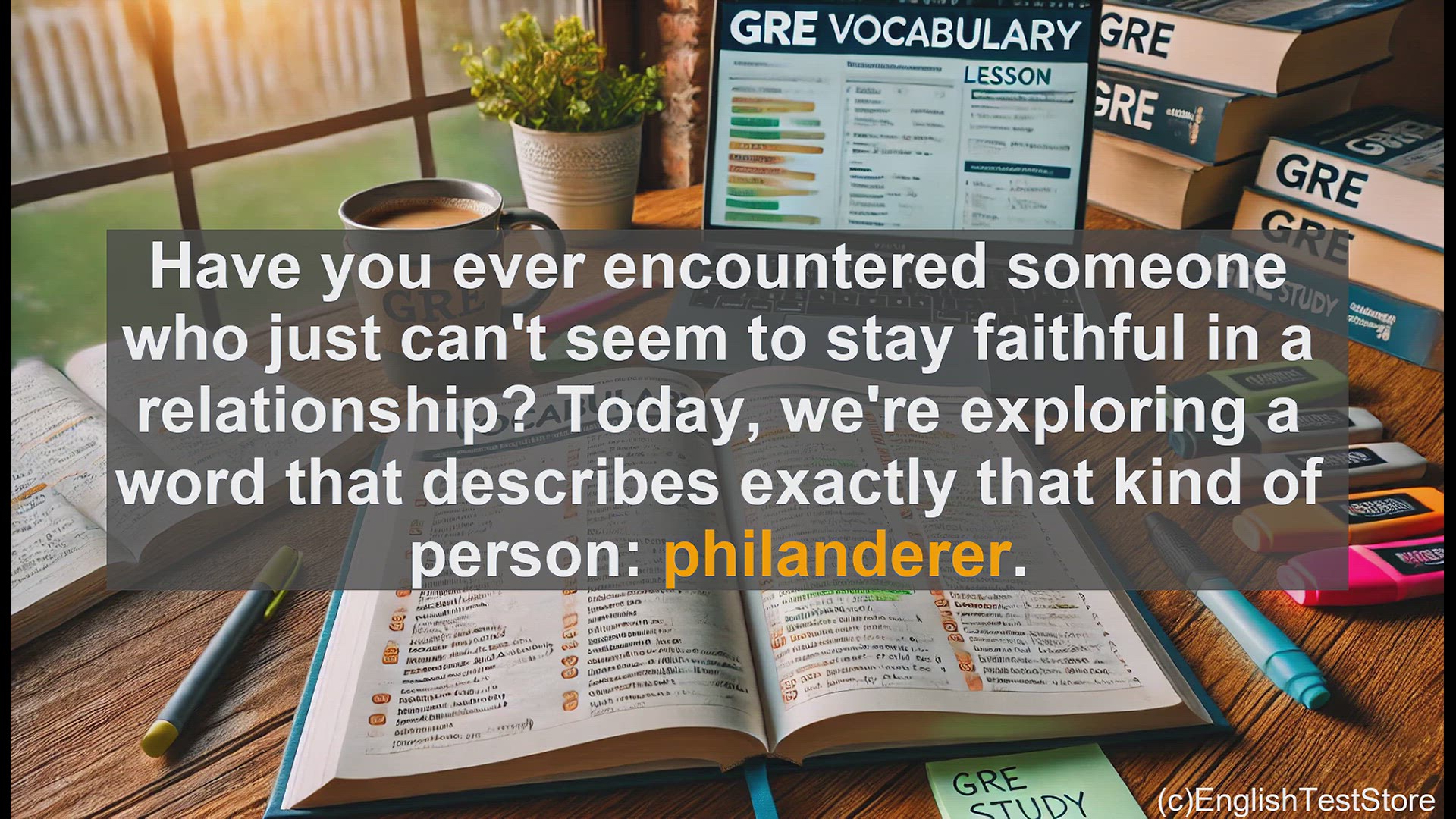 'Video thumbnail for GRE Vocabulary Lesson: The Philanderer - Exploring the Unfaithful Heart'