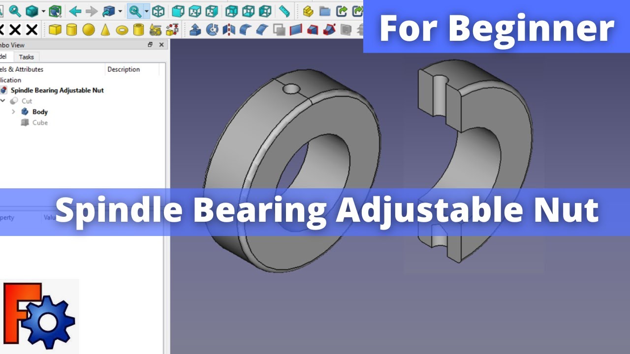 'Video thumbnail for Spindle Bearing Adjustable Nut in FreeCAD | FreeCAD Part Design | FreeCAD Tutorial |'
