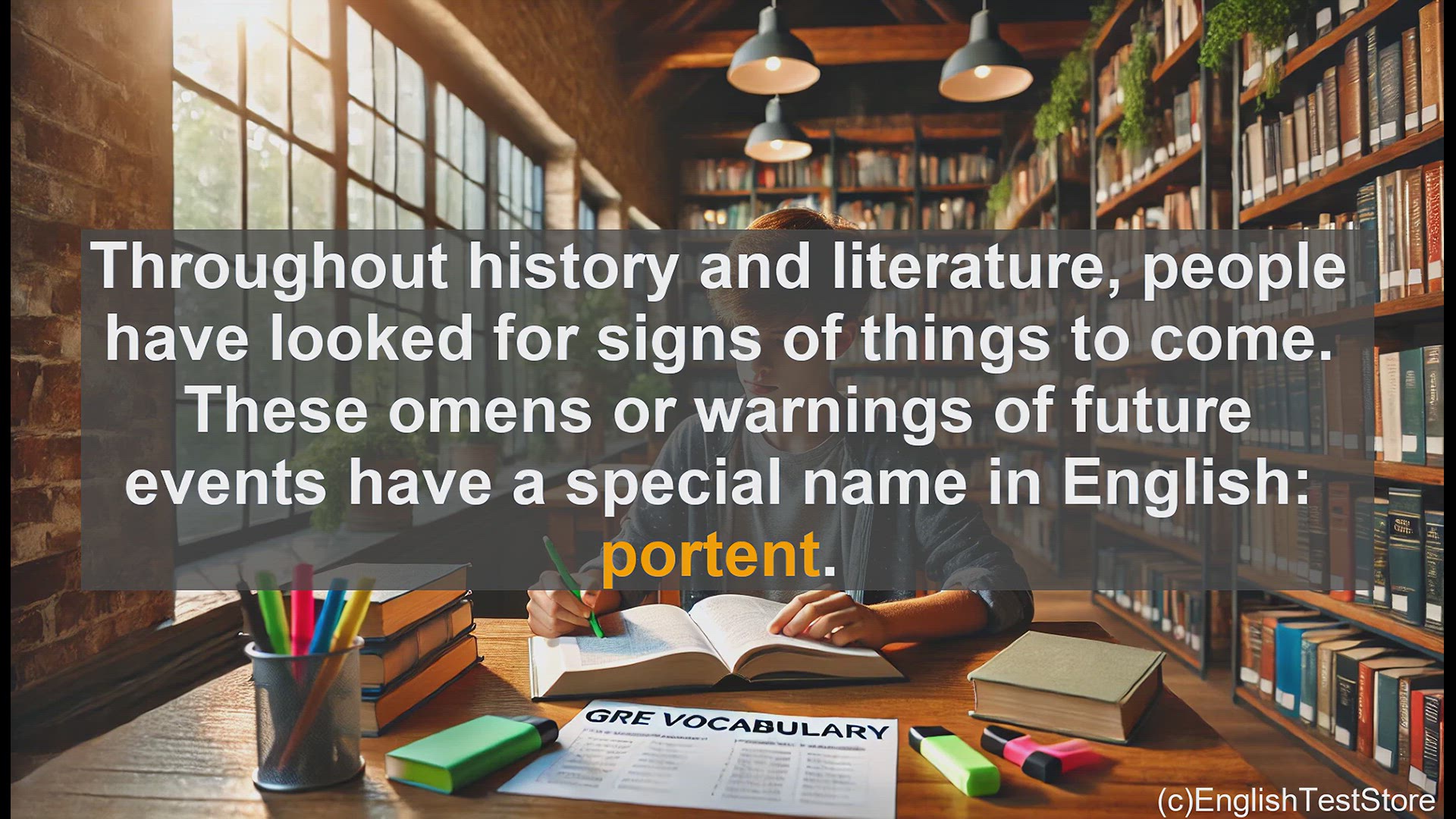 'Video thumbnail for GRE Vocabulary Lesson: Exploring the Meaning of Portent - An Ominous Sign of the Future'