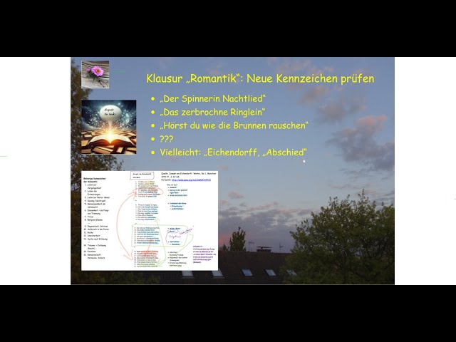 'Video thumbnail for Klausur-Romantik-Kennzeichen: 3 Gedichte behandelt, jetzt erweitern mit Eichendorff, "Abschied"'