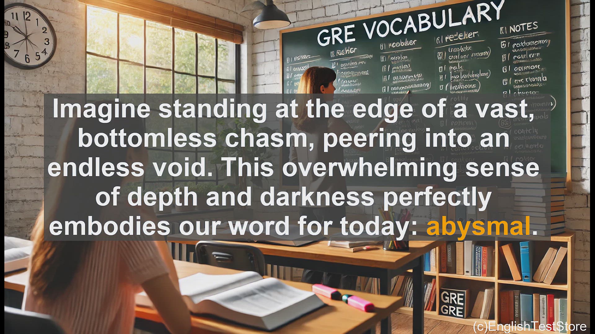 'Video thumbnail for GRE Vocabulary Lesson: Exploring the Depths of the Word 'Abysmal''
