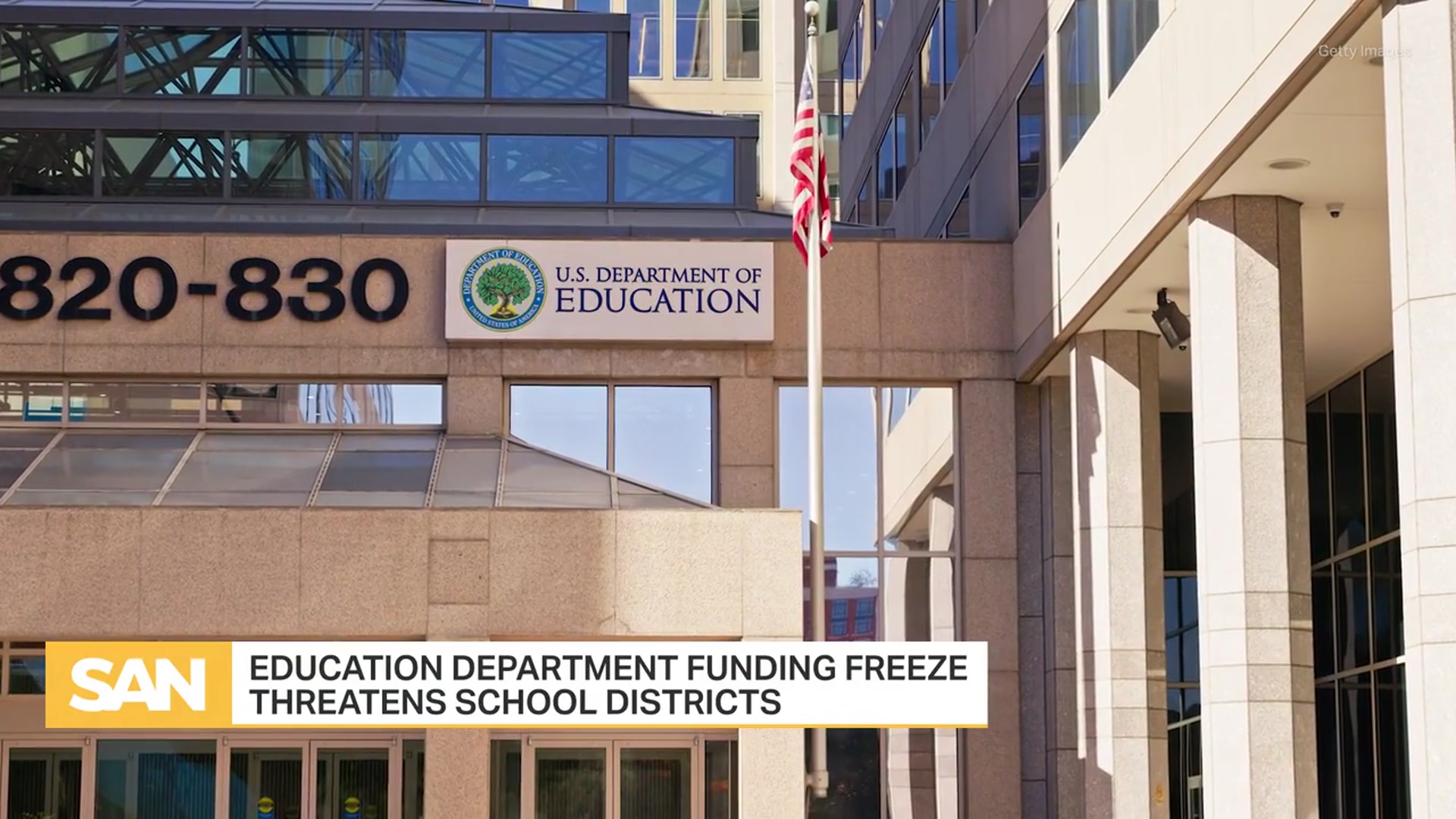 'Video thumbnail for Education Department puts billions in funding on hold as school year nears'