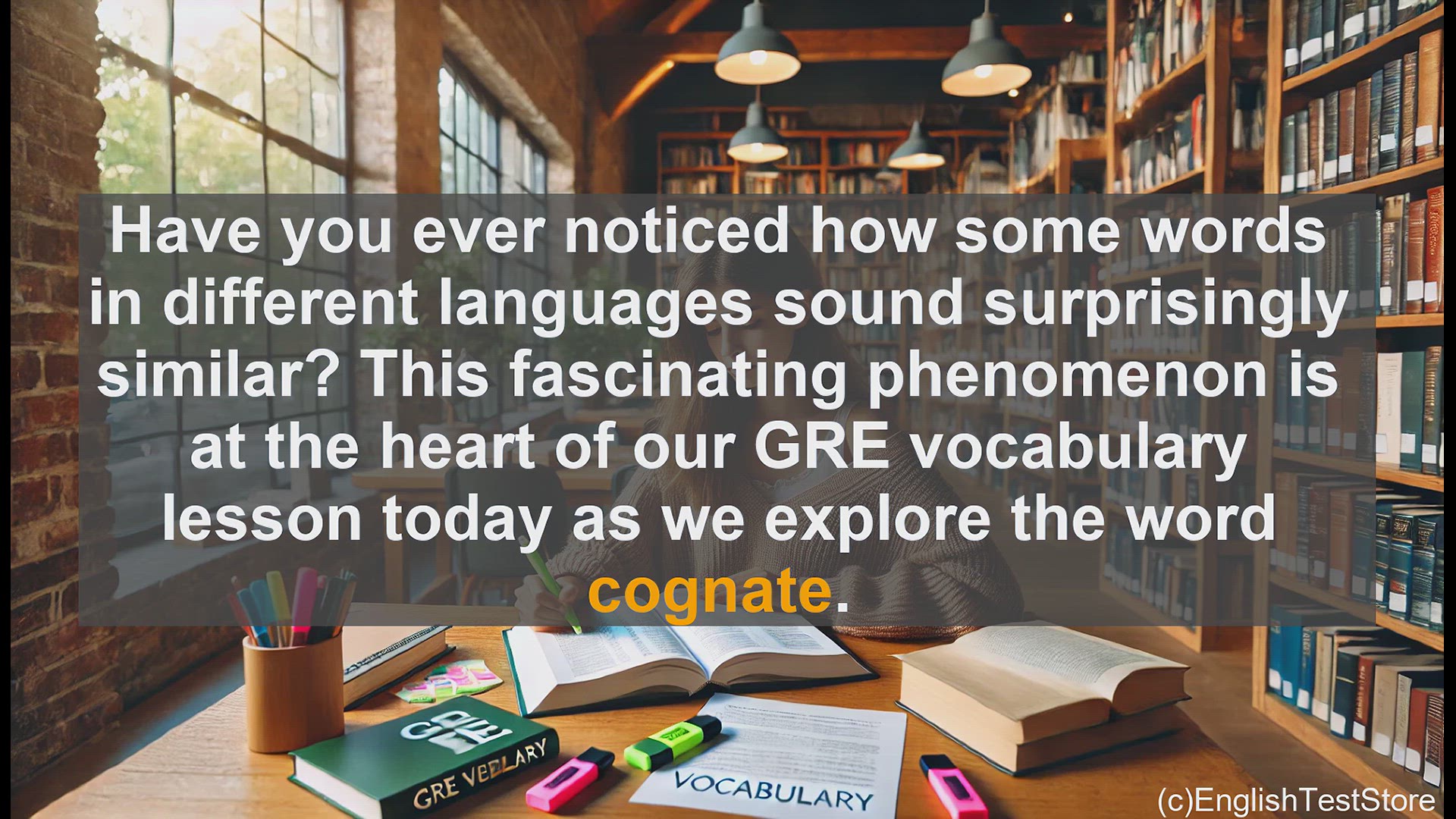 'Video thumbnail for GRE Vocabulary Lesson: Exploring Cognates - Unlocking the Secrets of Related Words'