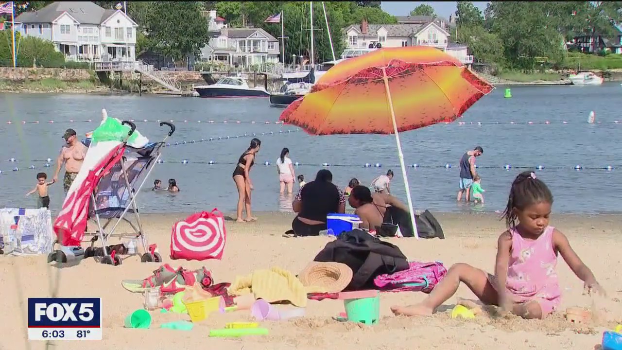 'Video thumbnail for NYC heat wave prompts demand for AC units, beach trips'
