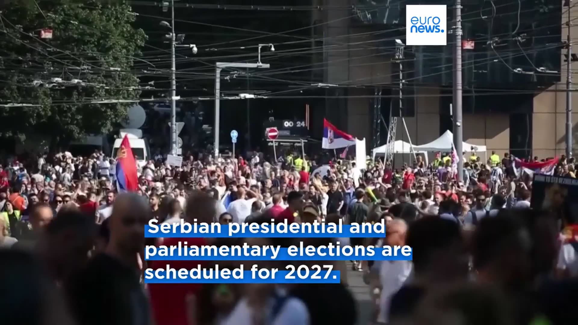 'Video thumbnail for Student-led protesters in Belgrade call for snap elections in Serbia'