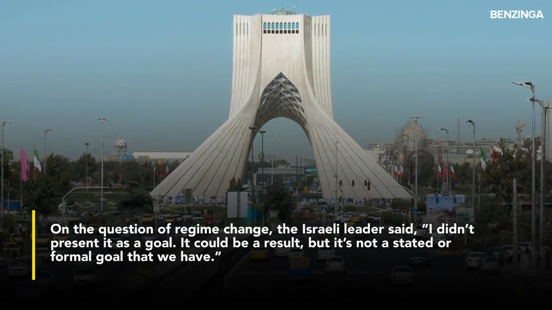 'Video thumbnail for Benjamin Netanyahu Says He Didn't Present Regime Change As A 'Goal' In Iran, But It Could Be The 'Result''