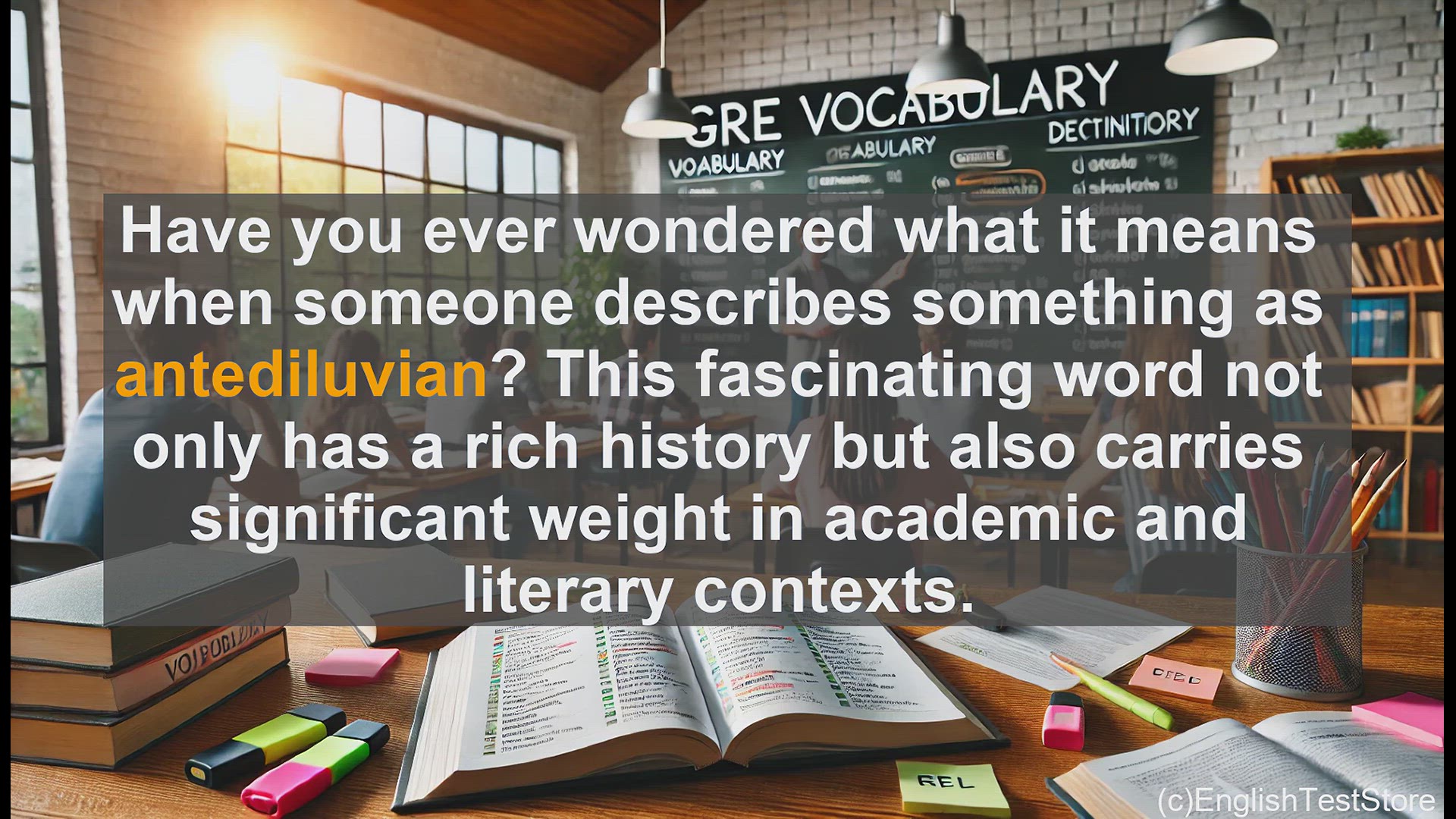 'Video thumbnail for GRE Vocabulary Lesson: Exploring the Meaning and History of the Word 'Antediluvian''
