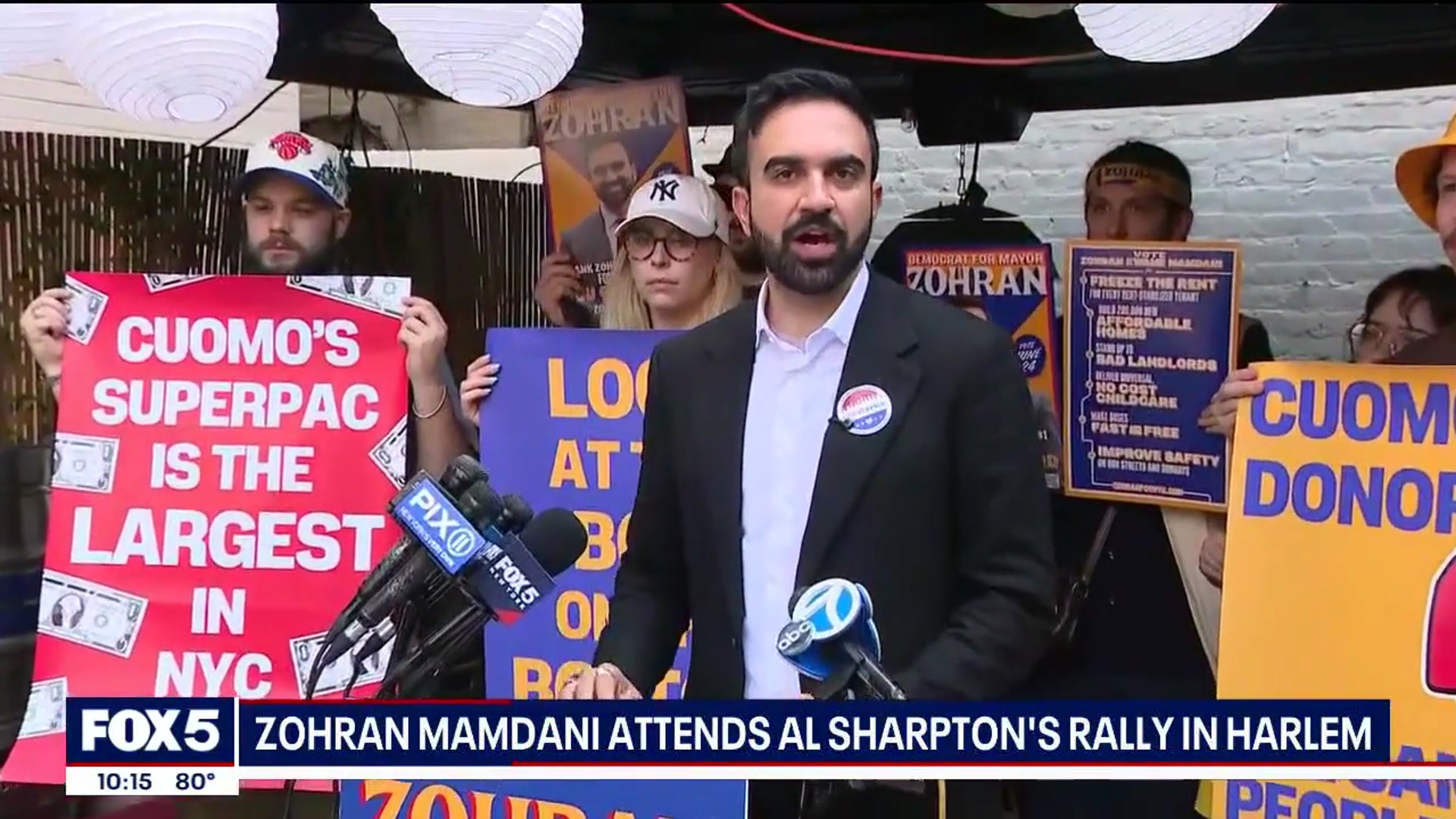 'Video thumbnail for Mamdani joined by Al Sharpton at rally in Harlem'