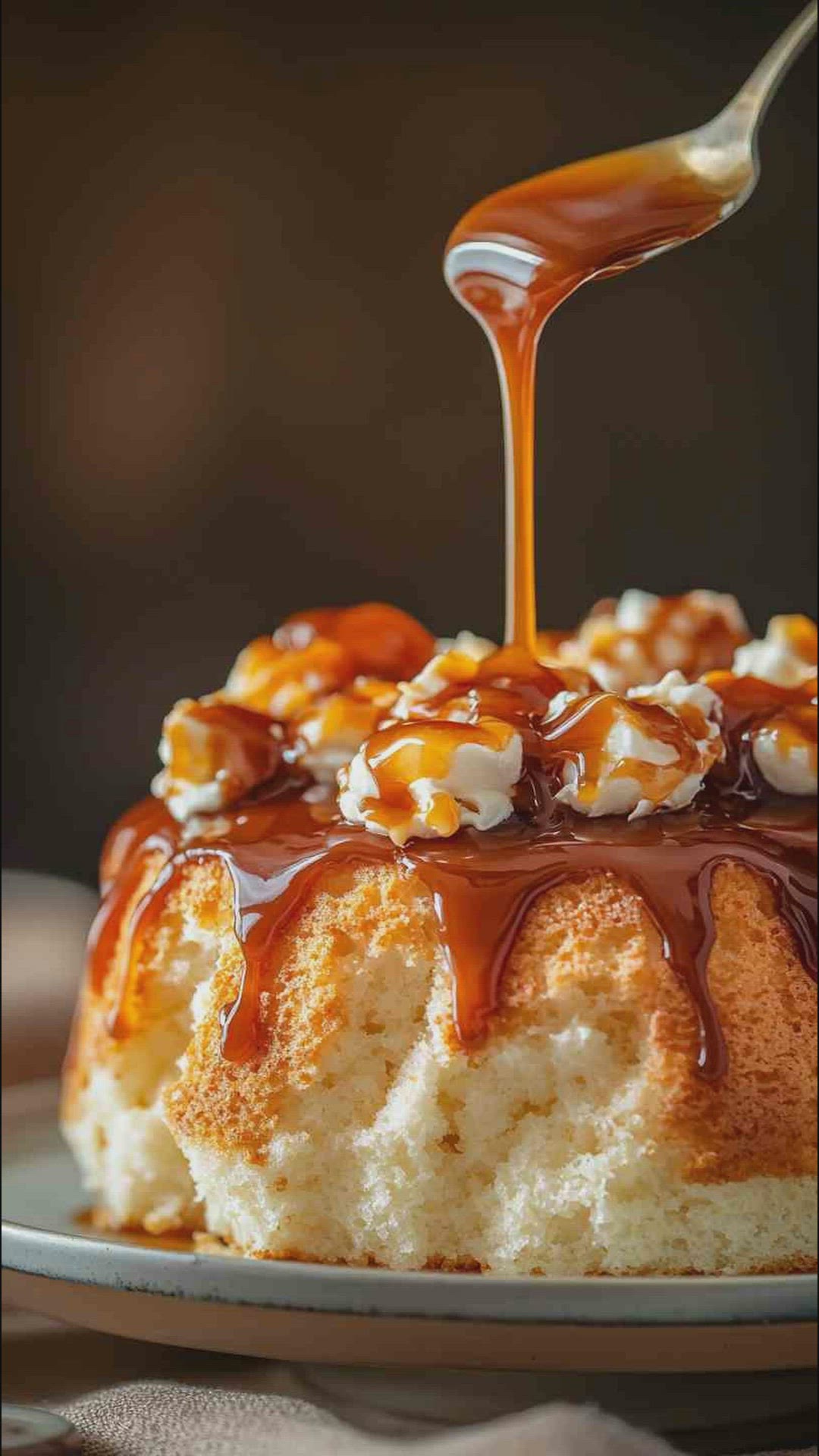 'Video thumbnail for Caramel Drizzled Angel Food Cake Recipe'