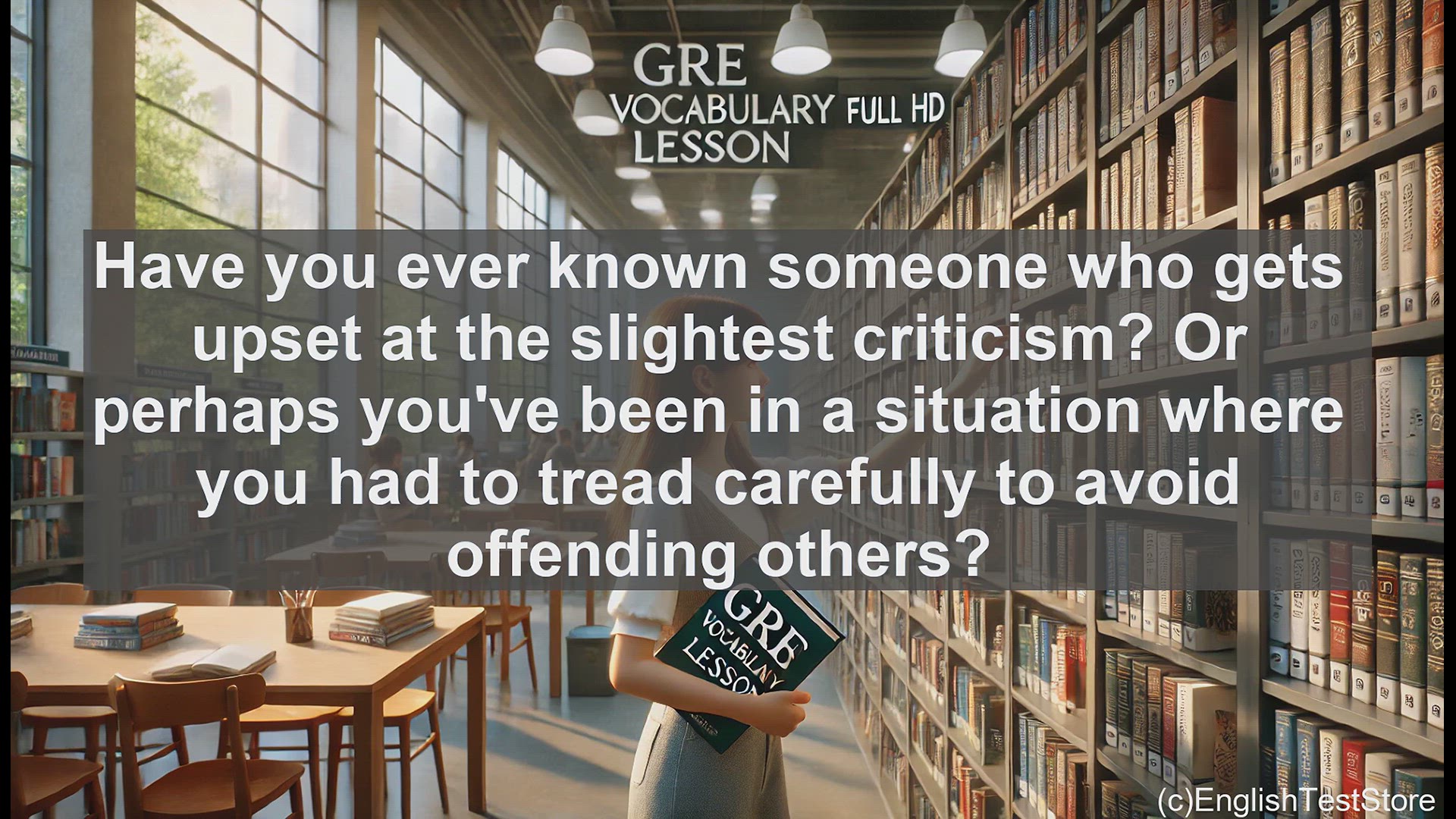'Video thumbnail for GRE Vocabulary Lesson: Exploring the Meaning and Use of 'Touchy''