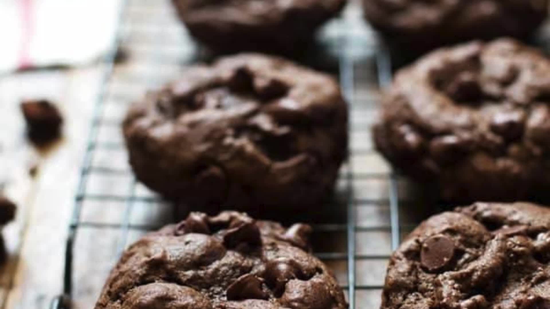 'Video thumbnail for Thick and Fudgy Double Chocolate Cookies recipe'