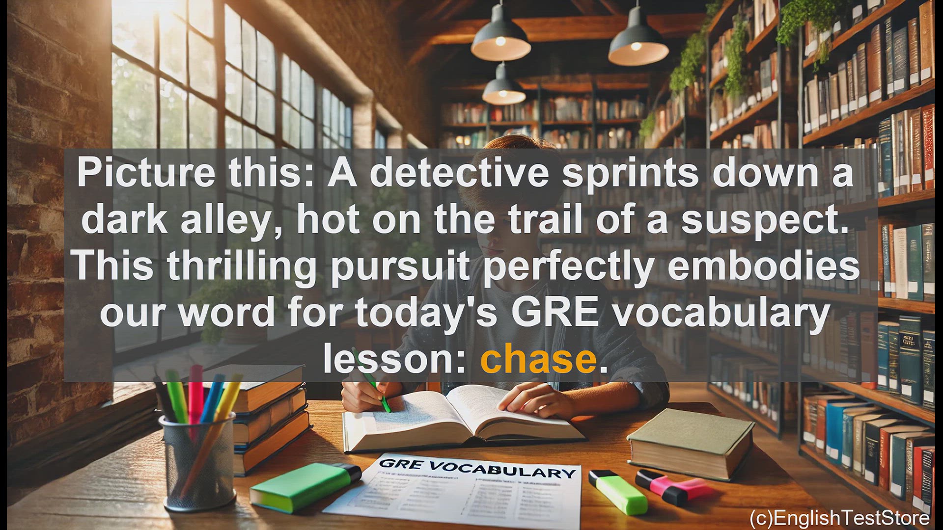 'Video thumbnail for GRE Vocabulary Lesson: GRE Vocabulary - Understanding and Using the Word 'Chase''