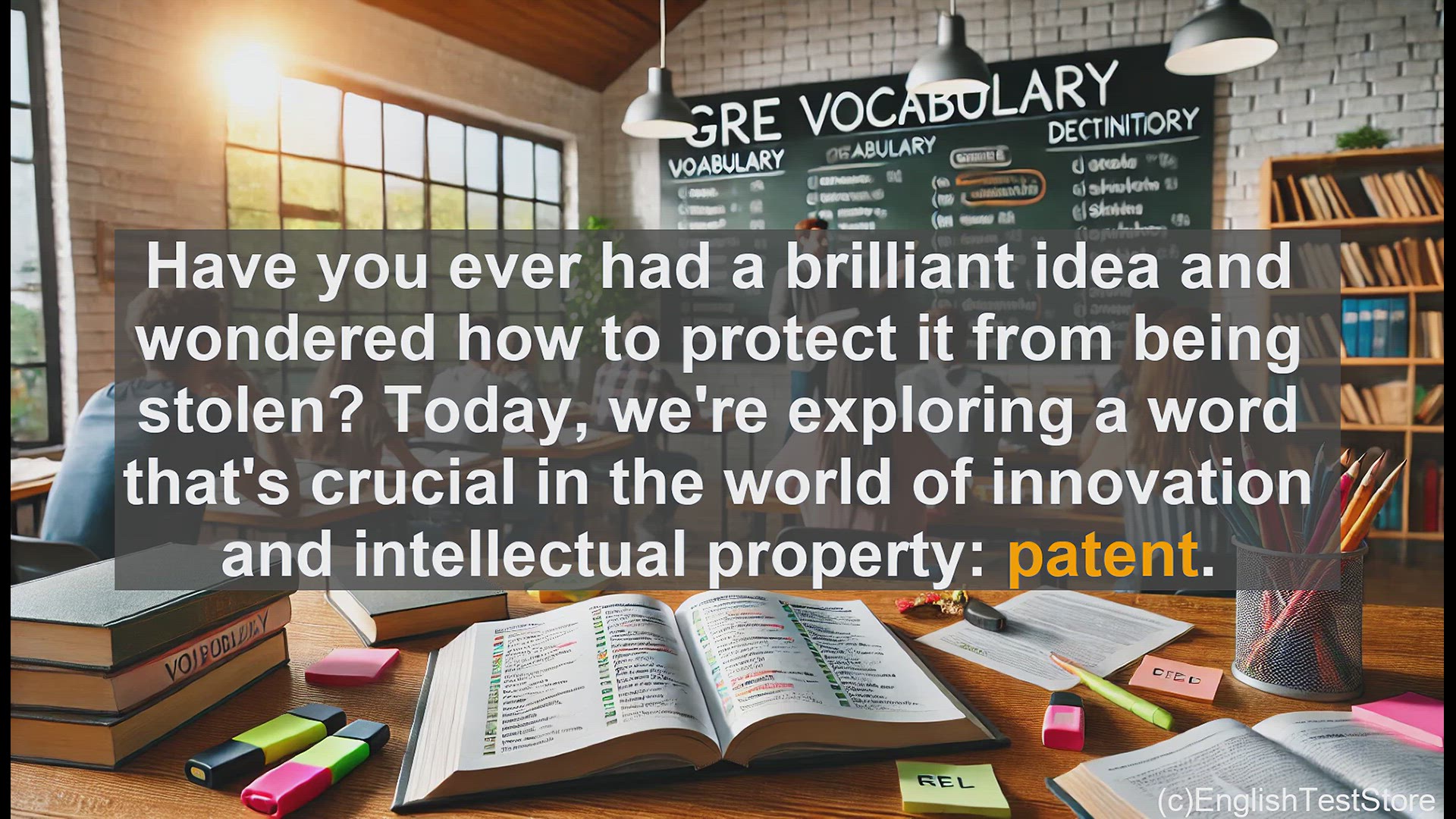 'Video thumbnail for GRE Vocabulary Lesson: Protecting Your Brilliant Ideas - Understanding Patents'