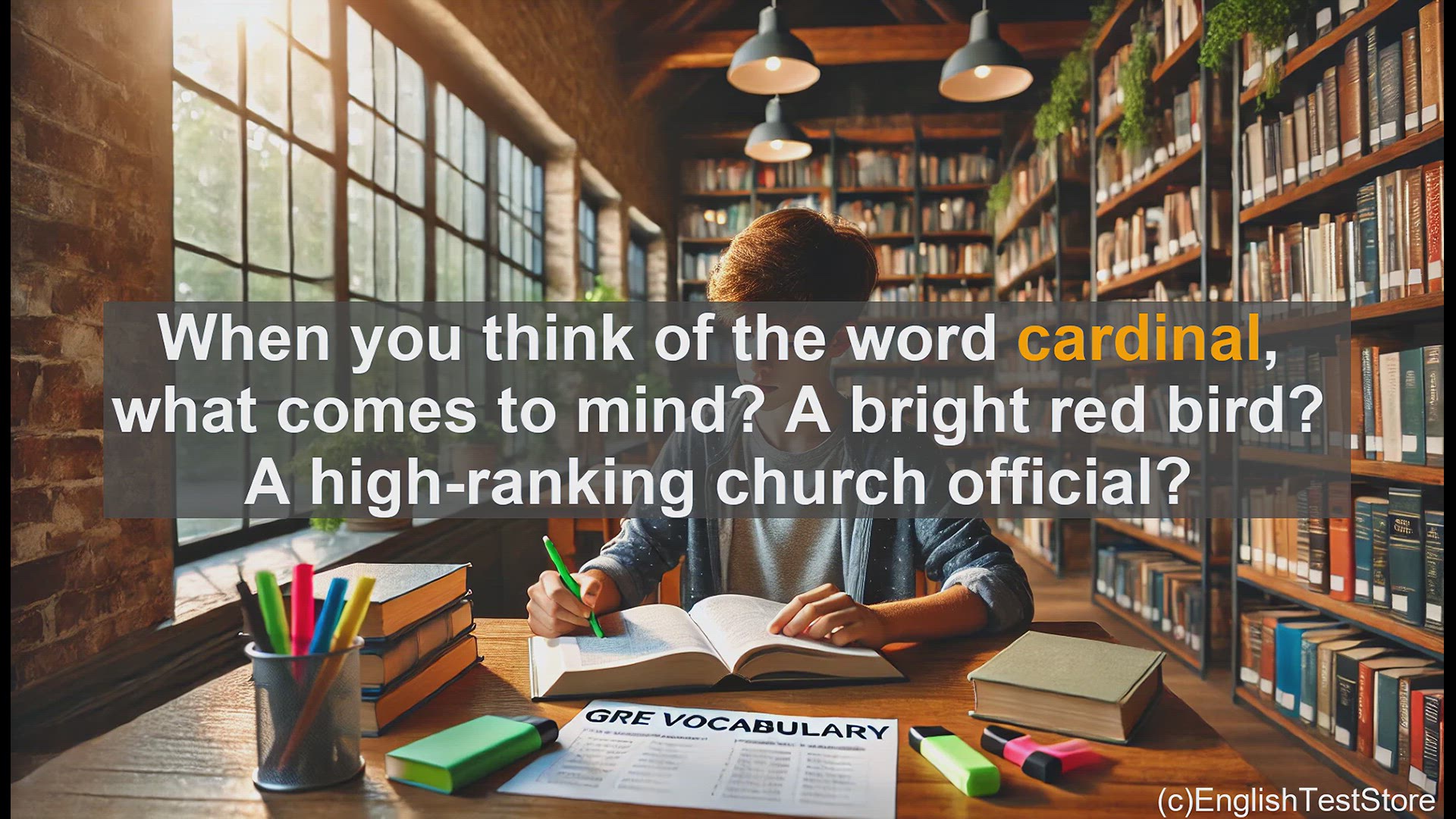 'Video thumbnail for GRE Vocabulary Lesson: Exploring the Multifaceted Meaning of 'Cardinal''