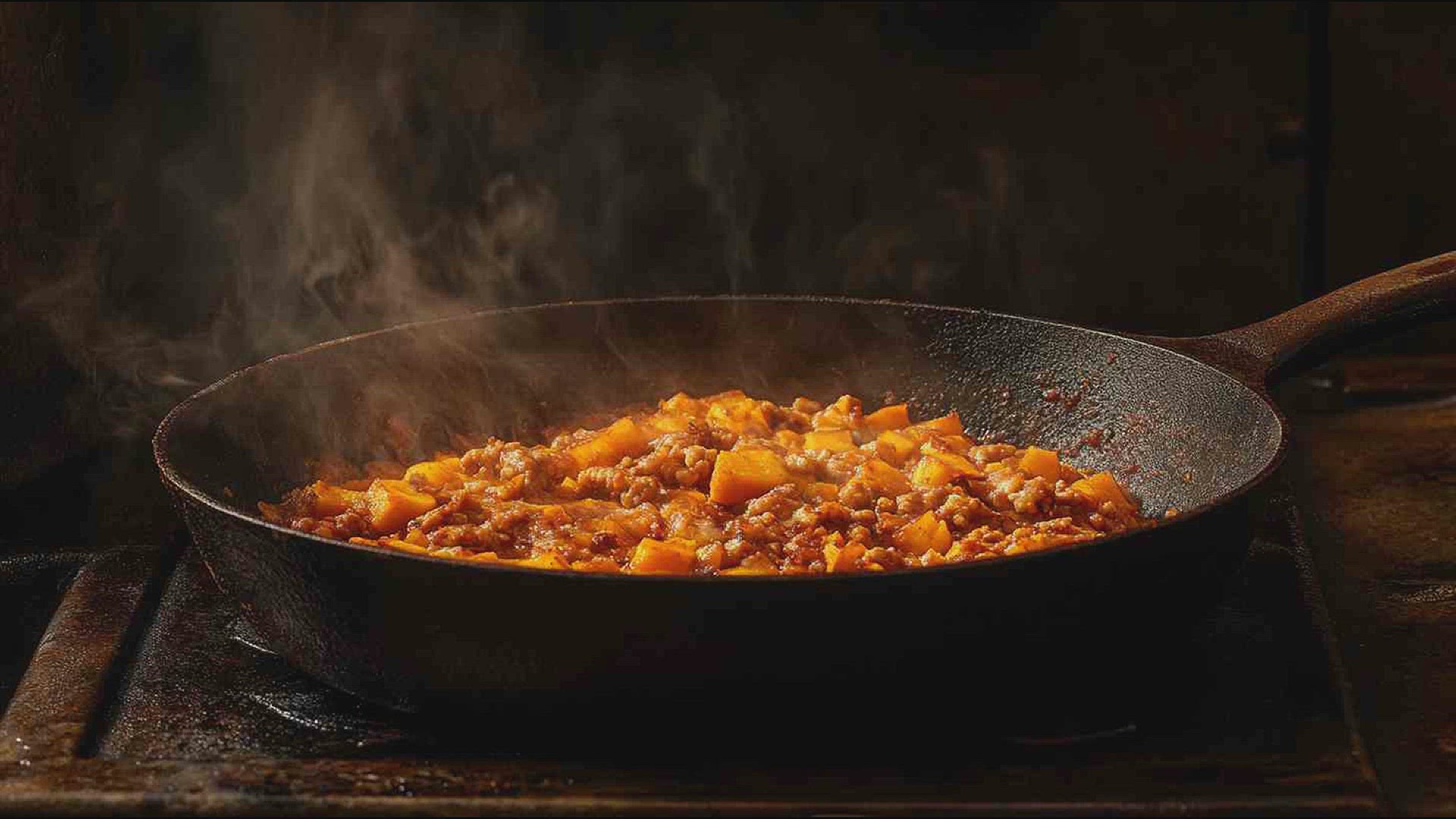 'Video thumbnail for Sweet Potato and Ground Turkey Skillet for Gains Recipe'