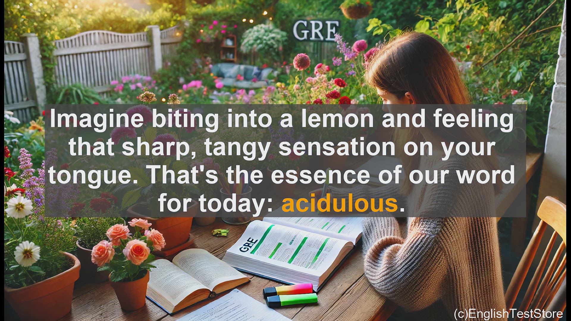 'Video thumbnail for GRE Vocabulary Lesson: Exploring the Tangy Taste of Acidulous'