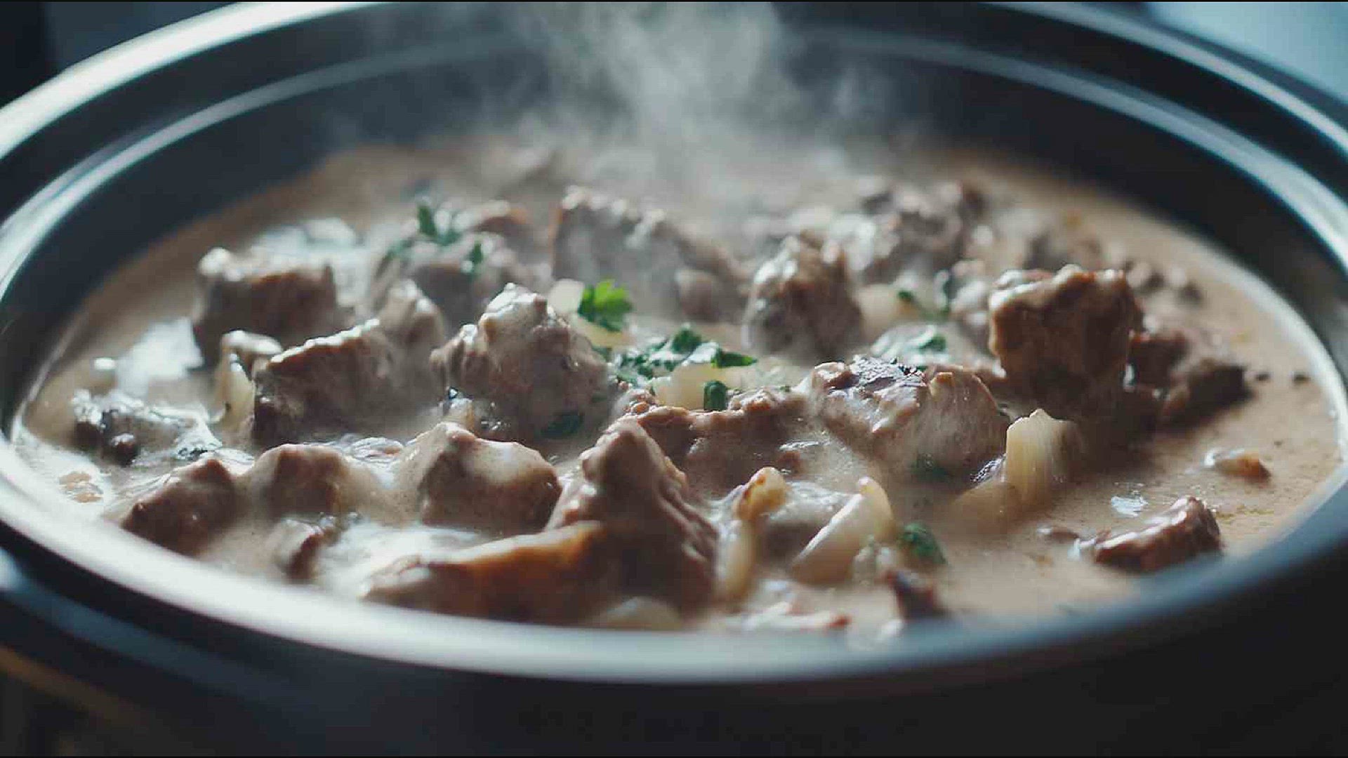 'Video thumbnail for Savory Slow Cooker Beef Stroganoff Recipe'