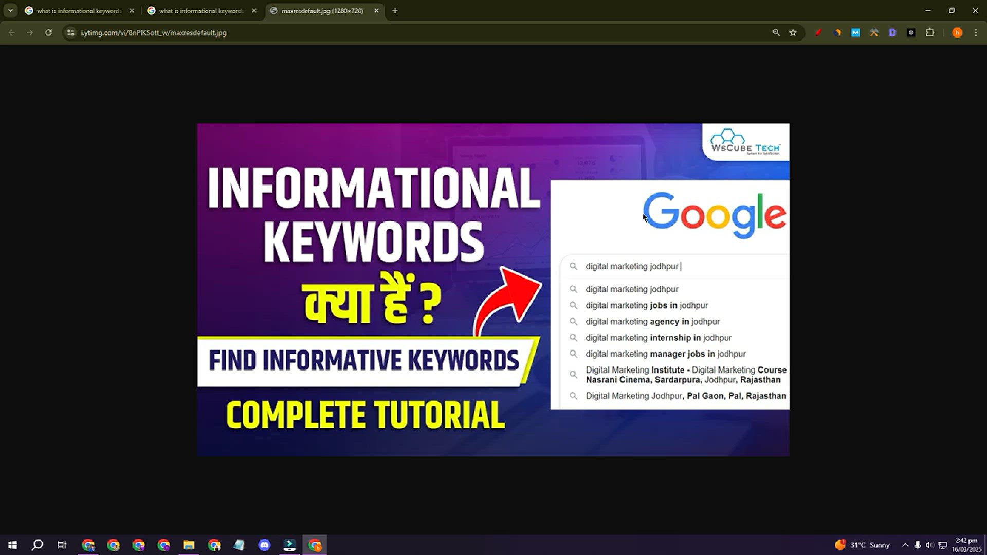 'Video thumbnail for What are informational Keywords and How to use Them'