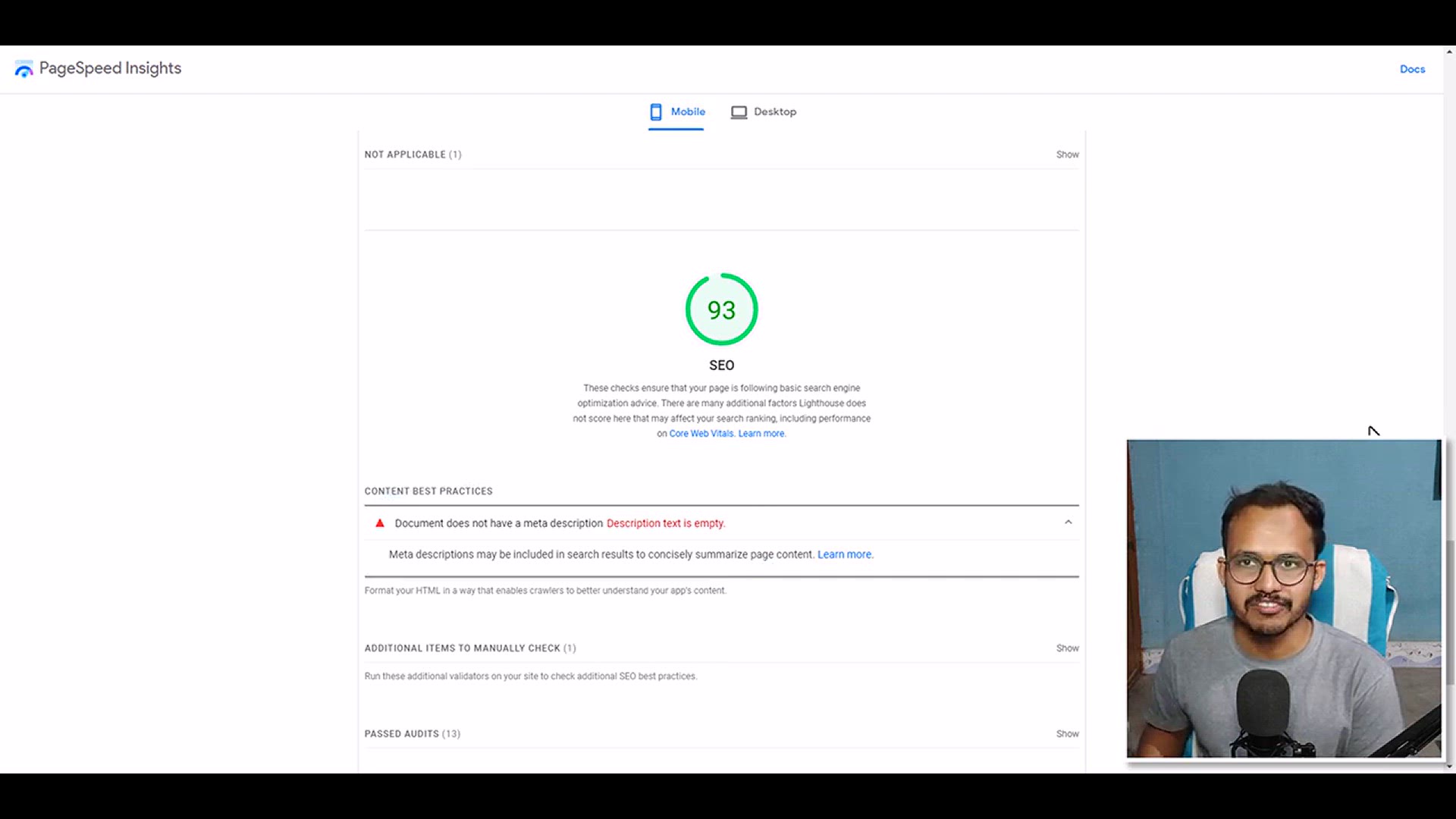 'Video thumbnail for Document does not have a Meta description _ Fix Page Speed Insight Error (Blogger)'