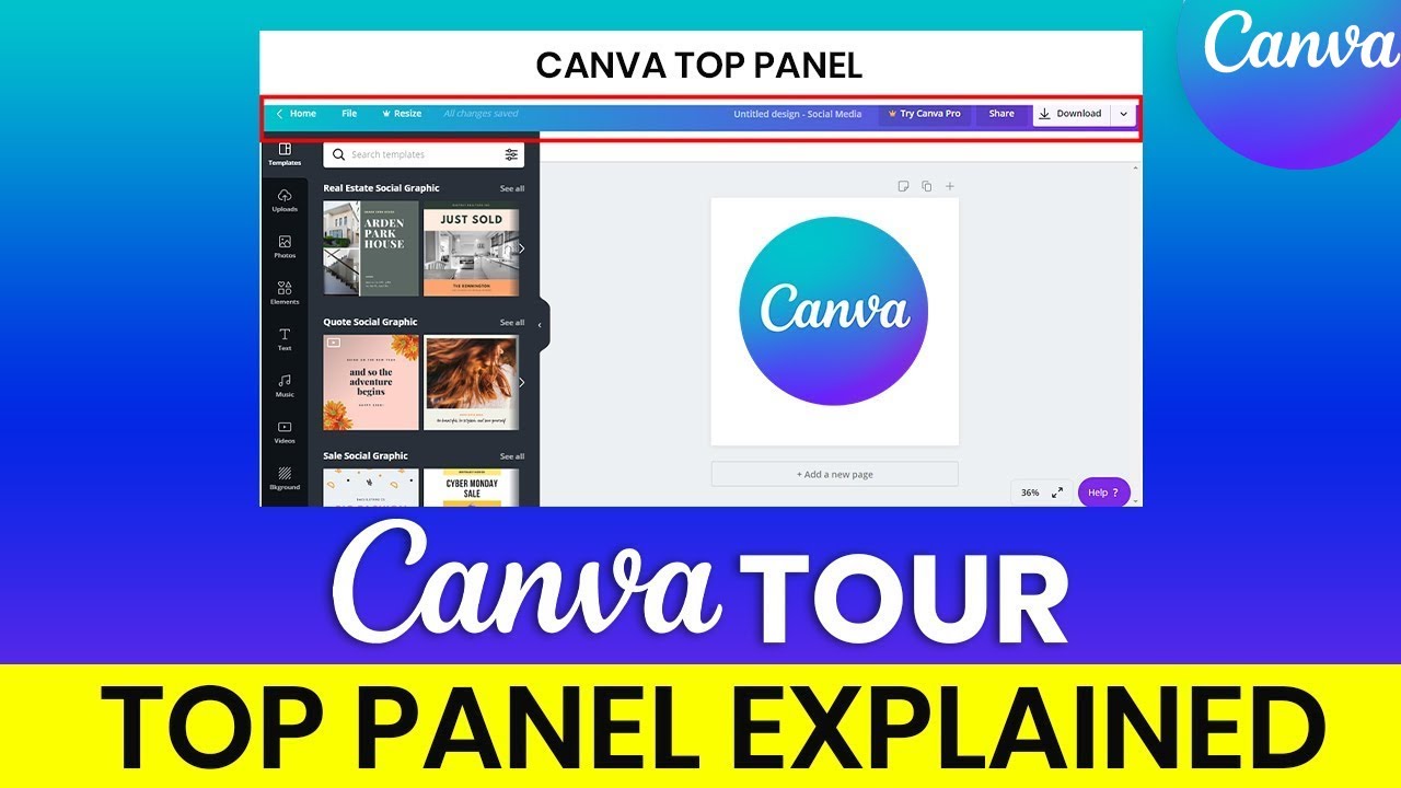 'Video thumbnail for CANVA Editor Tour - Top panel Explained - Tutorial no 3'