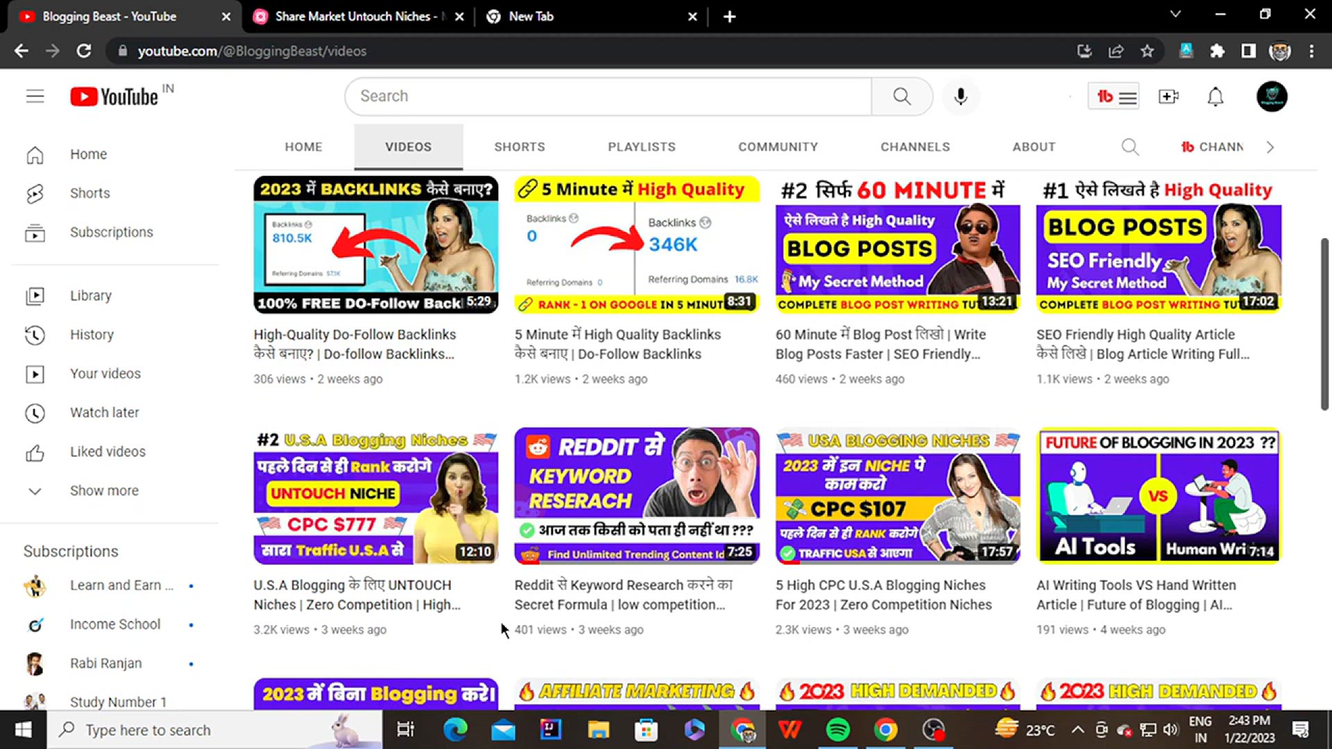'Video thumbnail for Finance UnTouch Blogging Niches For 2023 _ High CPC _ Low Competition'
