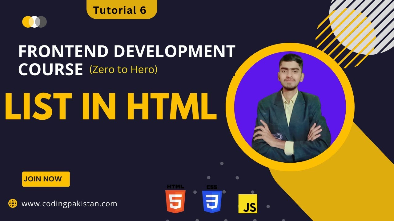 'Video thumbnail for How to Create List in HTML Fronted Development Course Tutorial 6'