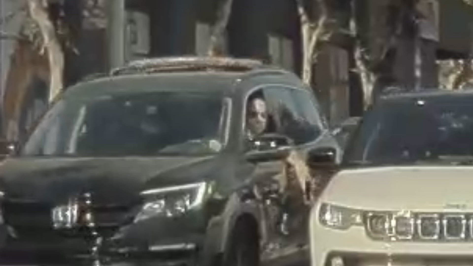 Video thumbnail for WeHo Road Rage: Driver leans out his window and smashes moving car with bat