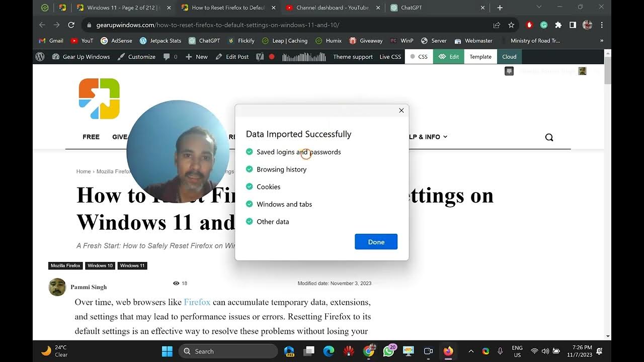 'Video thumbnail for How to Reset Firefox to Default Settings on Windows 11 and 10 | GearUpWindows'