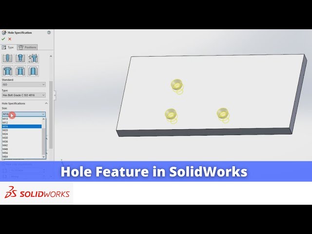 Video thumbnail for Hole Feature in SolidWorks | SolidWorks Tutorial | SolidWorks Modeling |