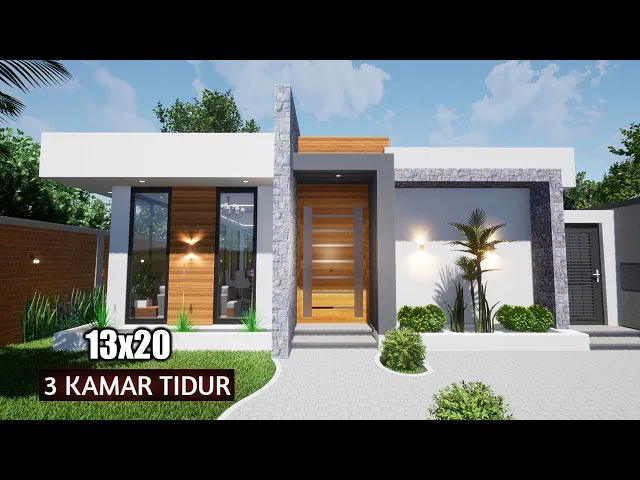 'Video thumbnail for Desain Rumah 1 Lantai 3 Kamar, Ada Kolam Renangnya!'