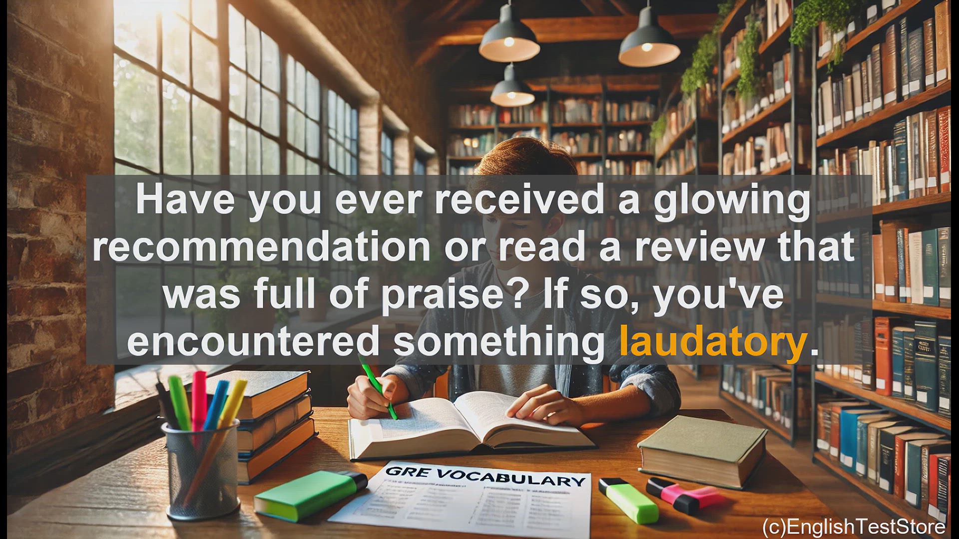'Video thumbnail for GRE Vocabulary Lesson: Exploring the Sophisticated Word 'Laudatory''