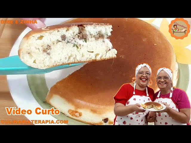 'Video thumbnail for Aprenda Como Fazer Bolo Salgado de Frigideira com Mussarela e Carne Ensinado por Especialista!'
