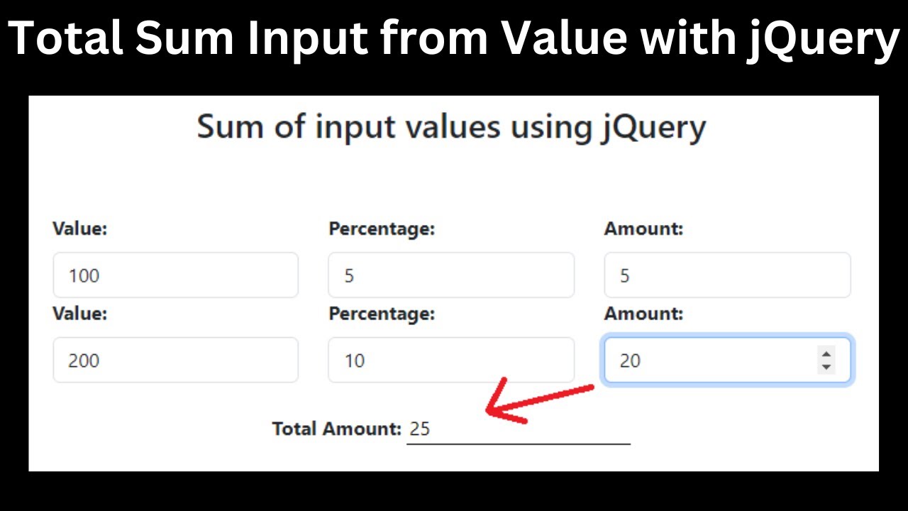 'Video thumbnail for Get total sum input from value with jQuery.'