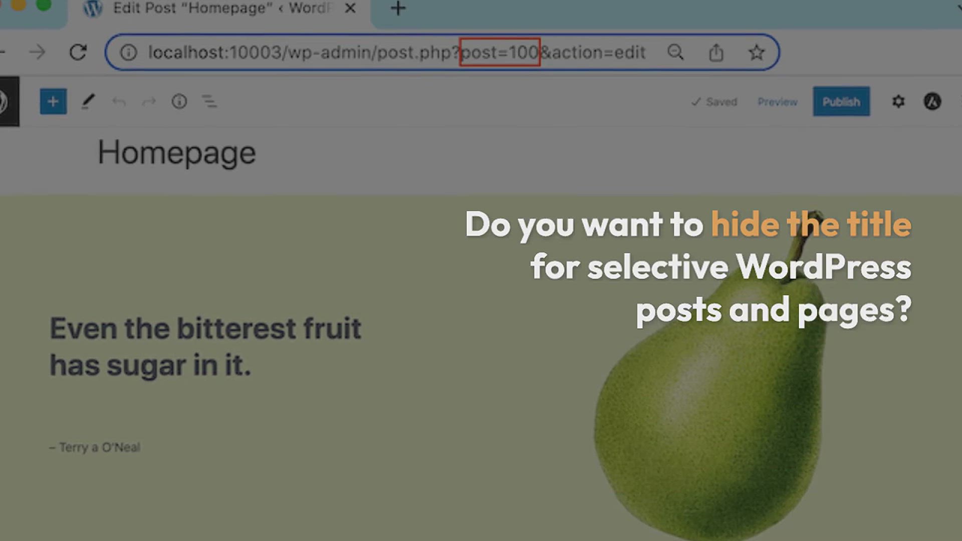 'Video thumbnail for How to Hide the Title for Selective WordPress Posts and Pages'