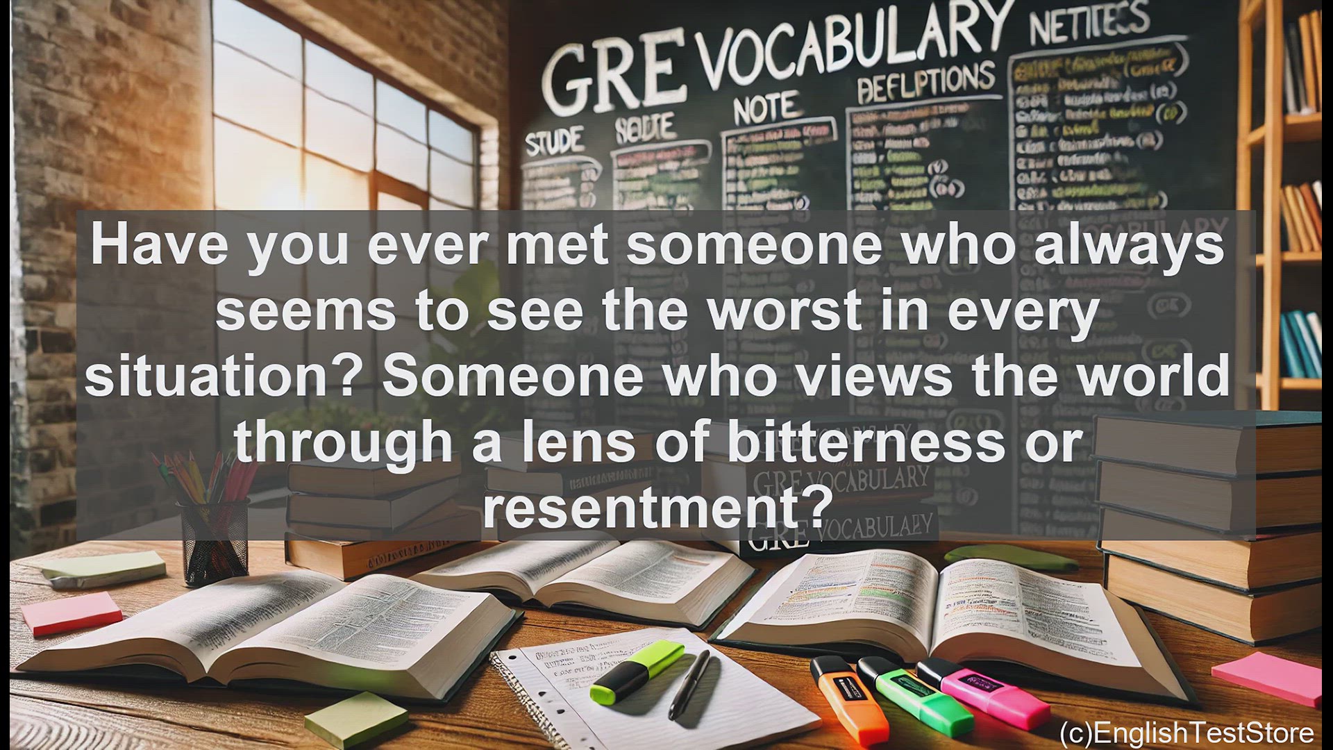 'Video thumbnail for GRE Vocabulary Lesson: Exploring the Meaning of Jaundiced - A Pessimistic Outlook'