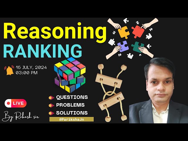 Video thumbnail for Ranking Reasoning: Key Concepts, Solved Examples, & Prep Tips | #Parikshajn | #ParikshaJunctuion