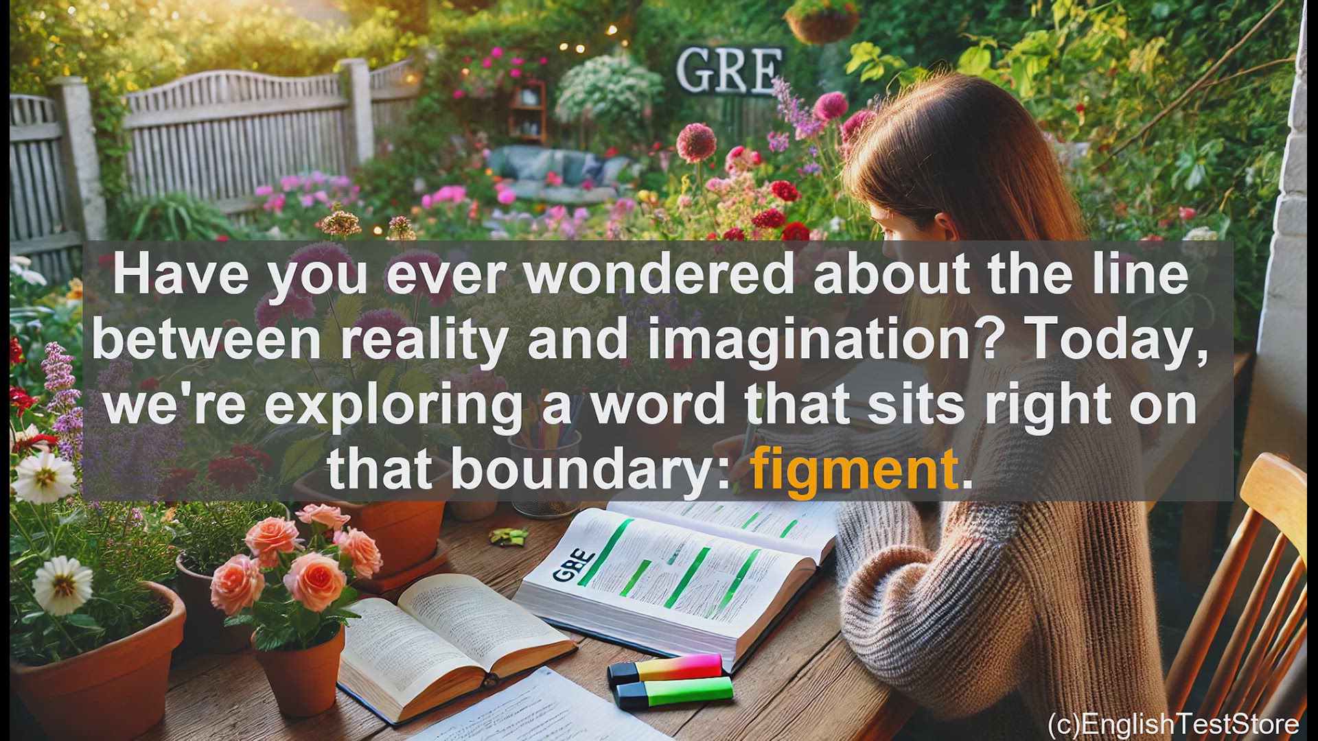 'Video thumbnail for GRE Vocabulary Lesson: Exploring the Boundary Between Reality and Imagination - The Meaning of 'Figment''