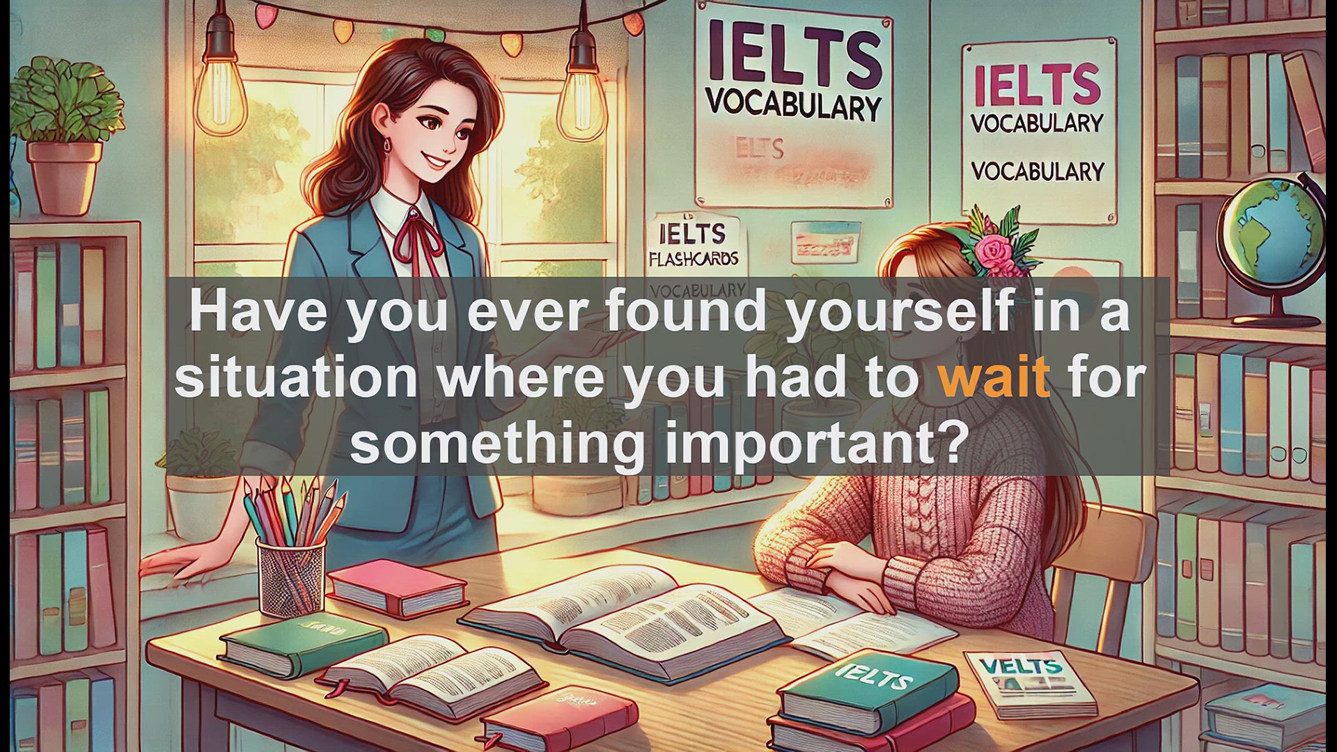 'Video thumbnail for 2500 Must Know IELTS 5.5 Vocabulary - Understanding the Word 'Wait': Essential for IELTS Band 5.5'
