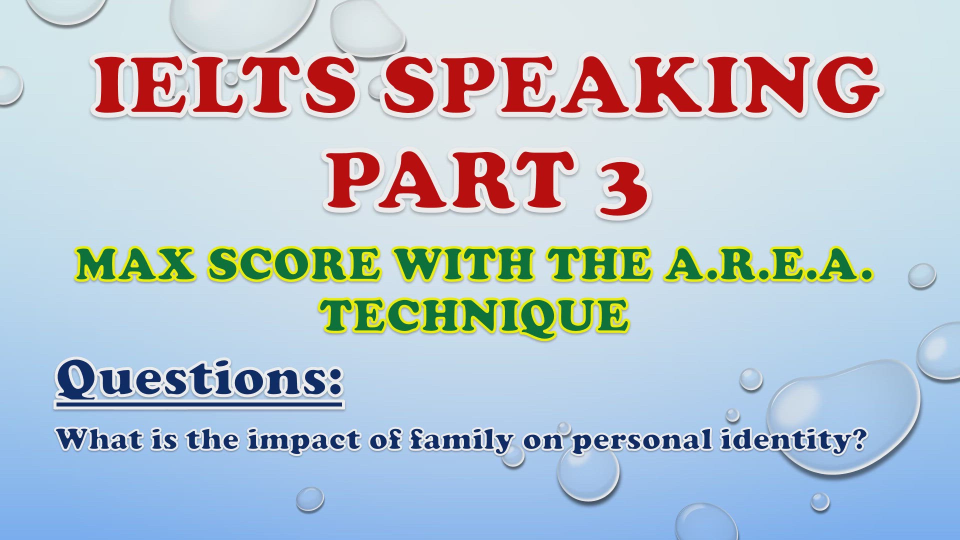 'Video thumbnail for What is the impact of family on personal identity? - IELTS Speaking Part 3'