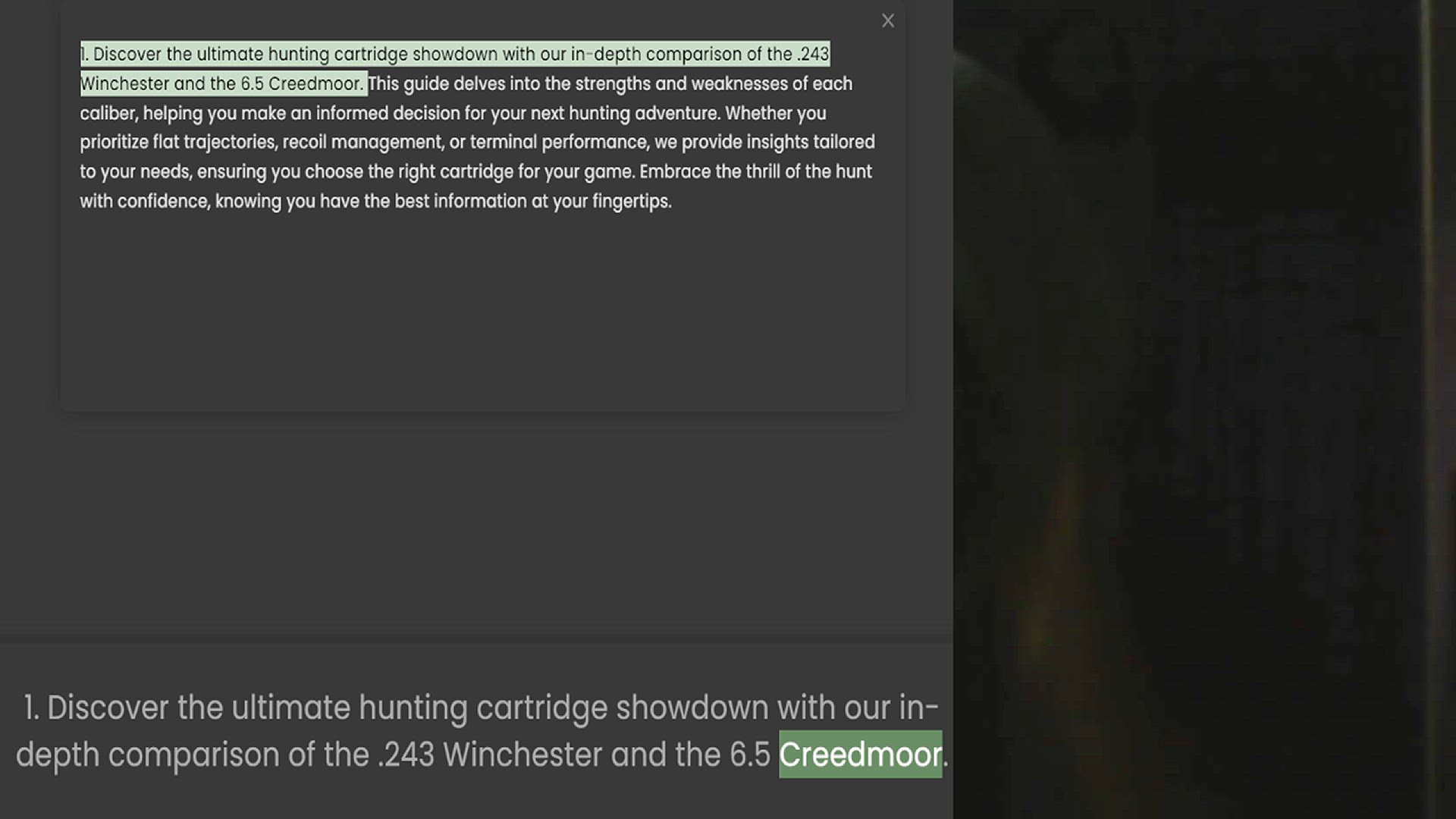 Video thumbnail for 1. Discover the ultimate hunting cartridge showdown with our in-depth comparison of the .243 Winchester and the 6.5 Creedmoor. This guide delves into the strengths and weaknesses of each caliber, helping you make an informed decision for