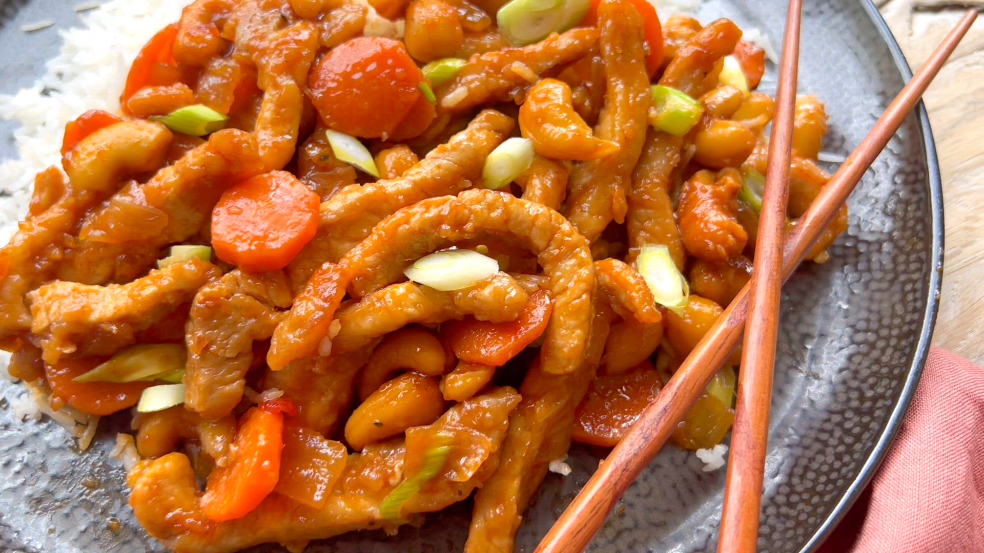 'Video thumbnail for Sticky Pork Stir Fry'
