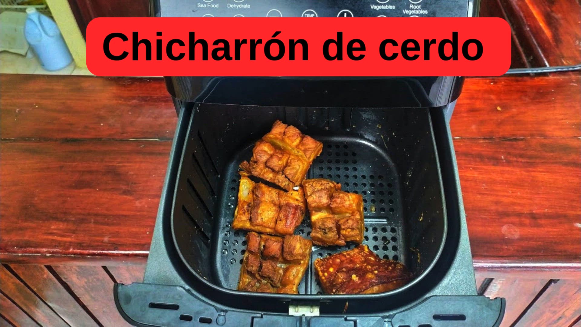 'Video thumbnail for Cómo hacer un chicharrón de cerdo crujiente en freidora de aire'