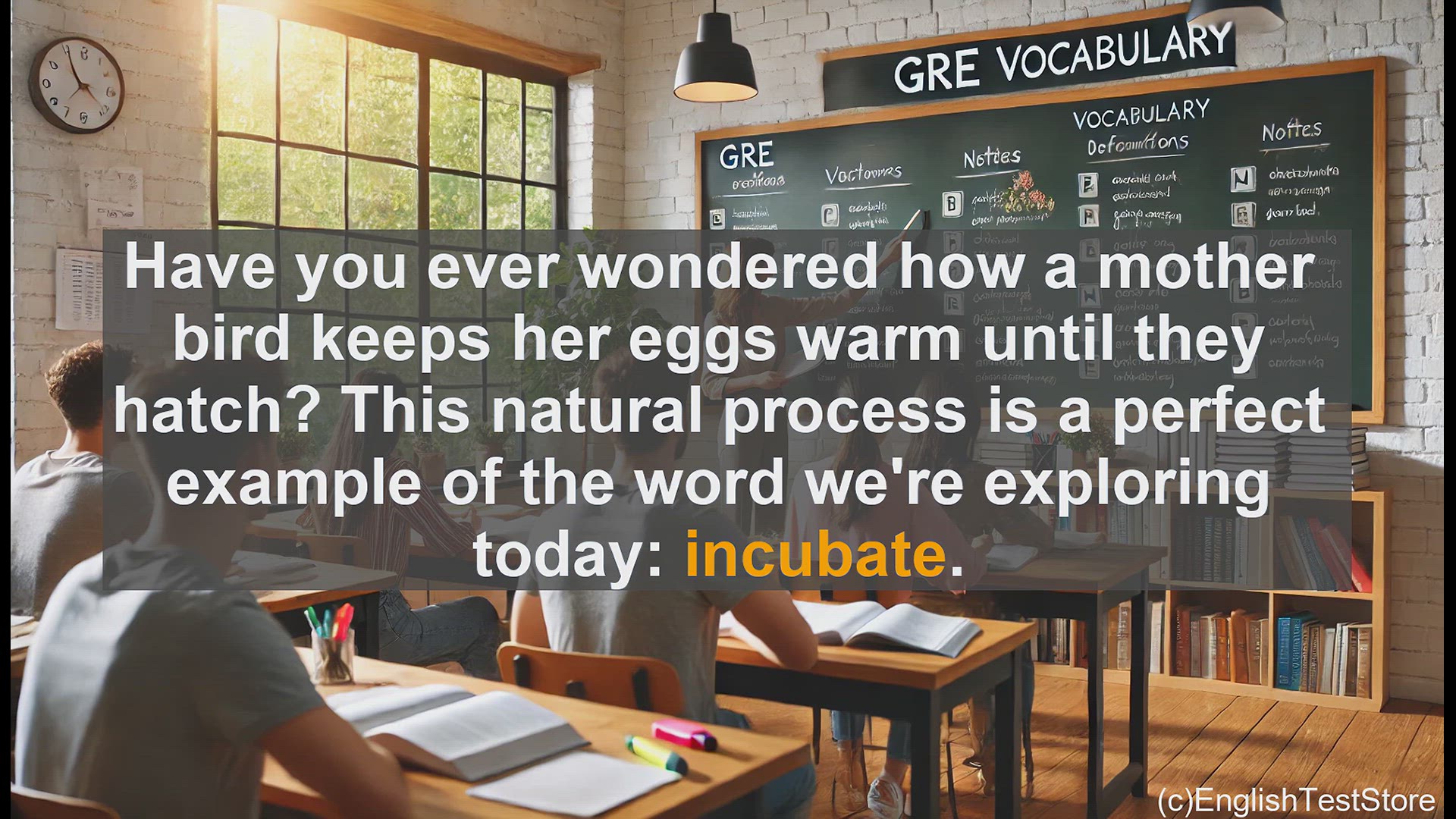 'Video thumbnail for GRE Vocabulary Lesson: Incubating Eggs and Ideas - Mastering the Meaning of 'Incubate''